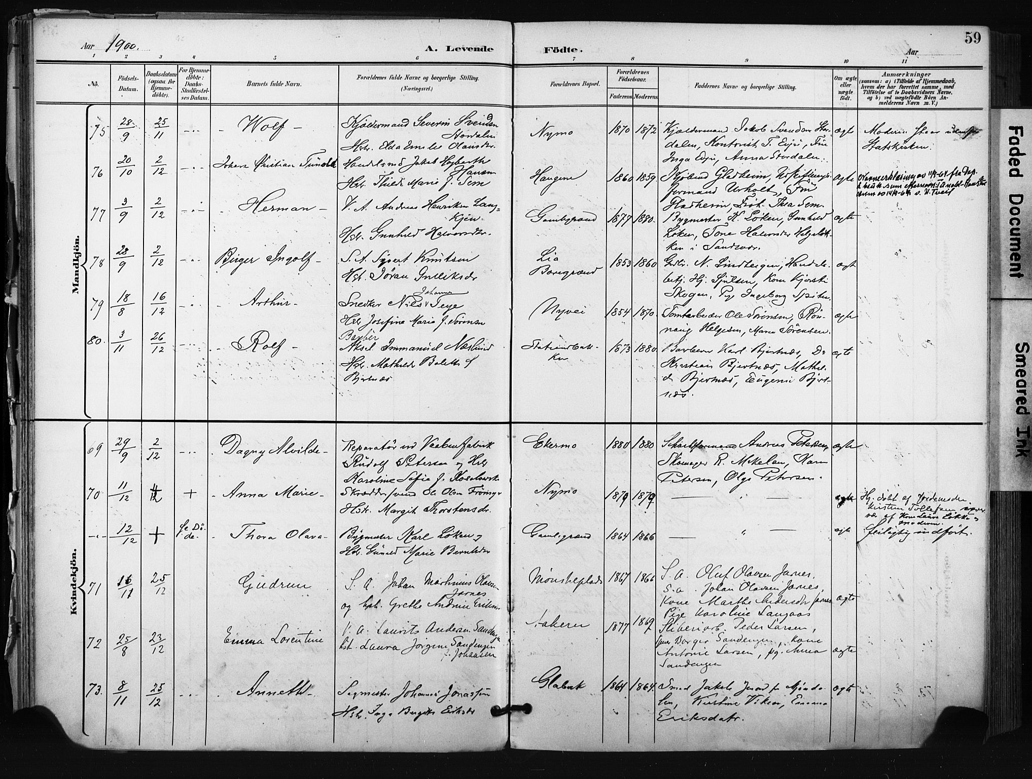 Kongsberg kirkebøker, AV/SAKO-A-22/F/Fb/L0003: Ministerialbok nr. II 3, 1896-1905, s. 59