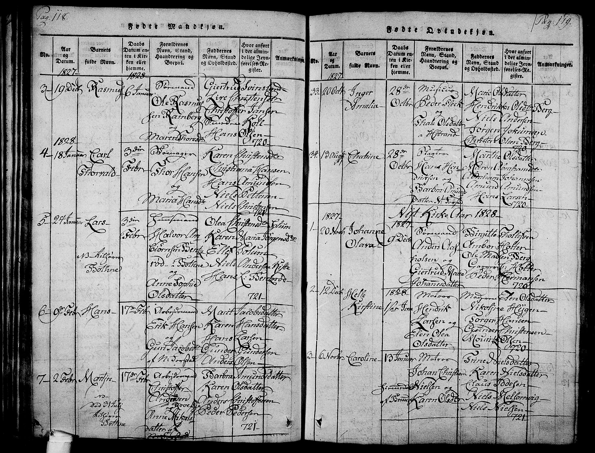 Holmestrand kirkebøker, SAKO/A-346/F/Fa/L0001: Ministerialbok nr. 1, 1814-1840, s. 118-119