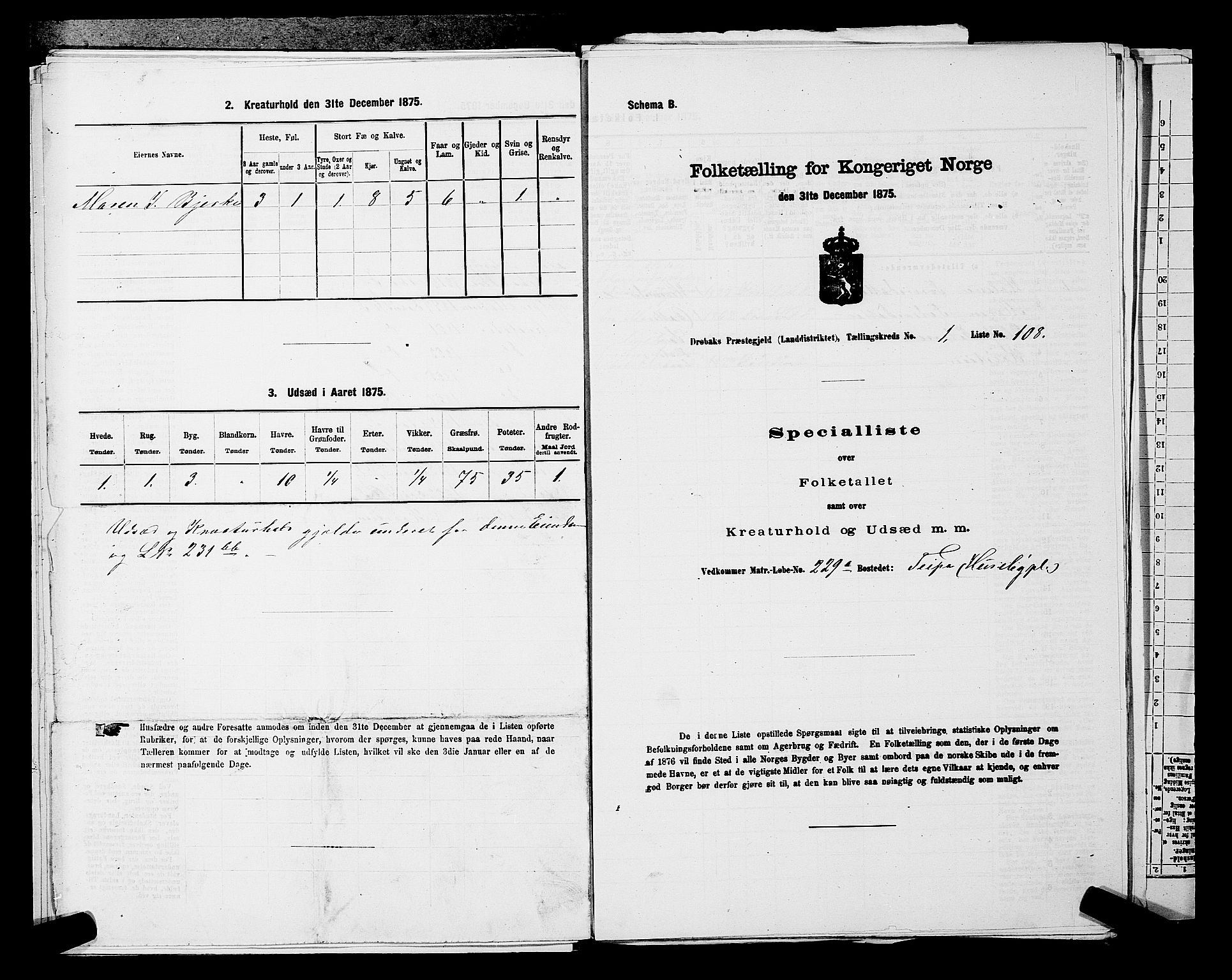 RA, Folketelling 1875 for 0215L Drøbak prestegjeld, Frogn sokn, 1875, s. 215