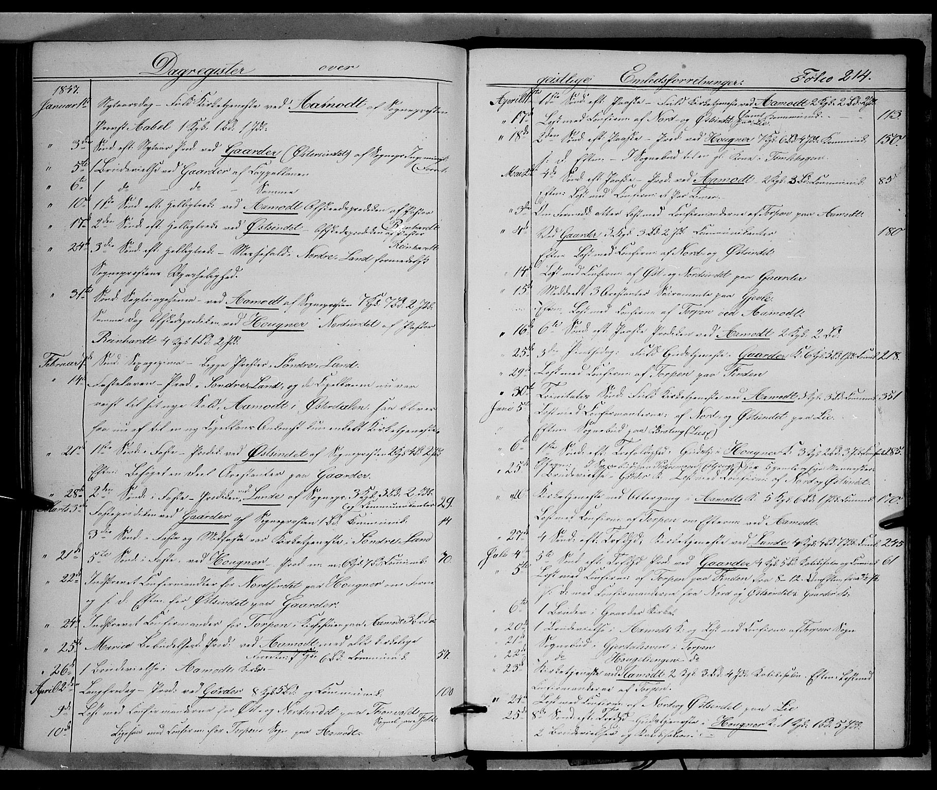 Land prestekontor, AV/SAH-PREST-120/H/Ha/Haa/L0010: Ministerialbok nr. 10, 1847-1859, s. 214
