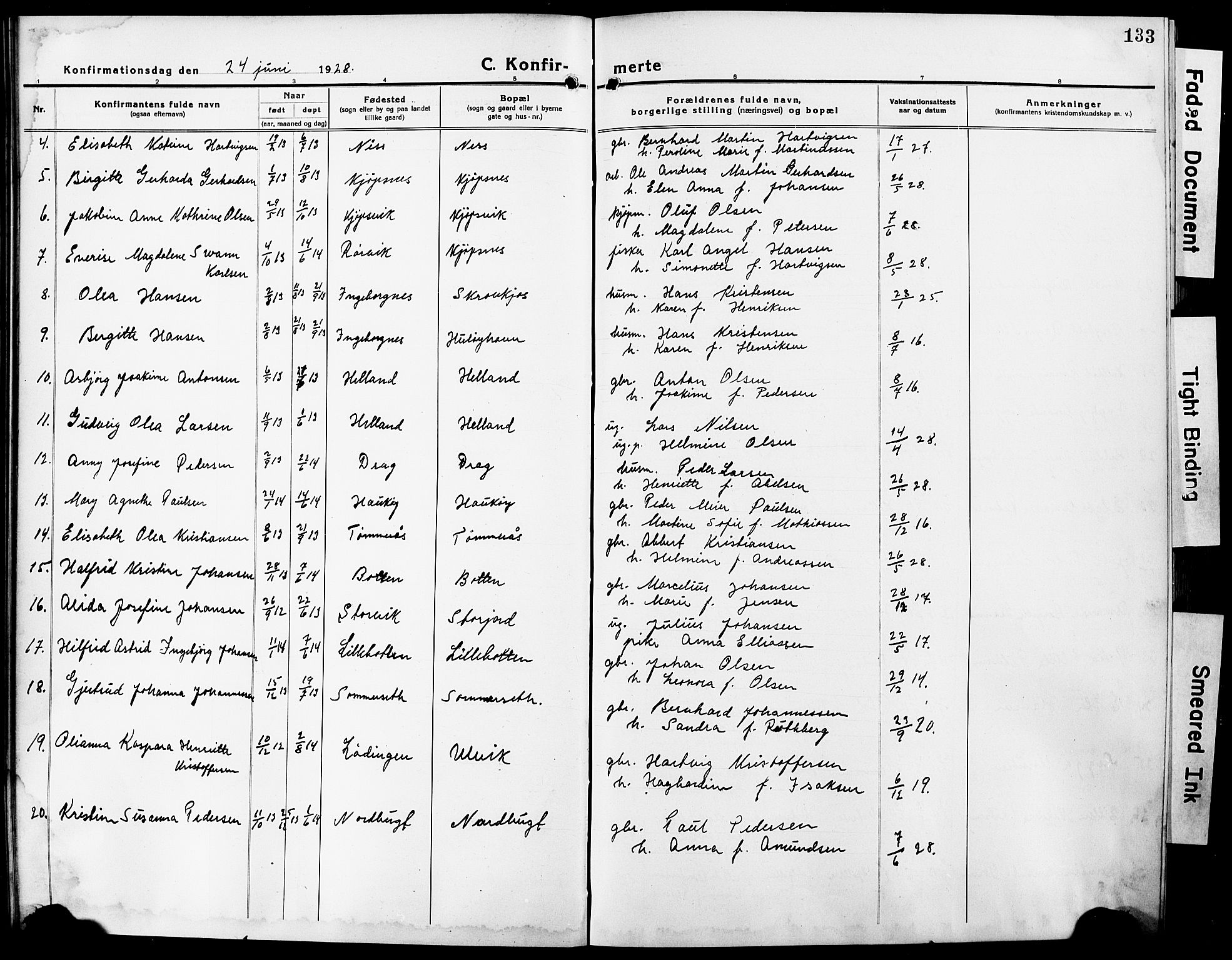 Ministerialprotokoller, klokkerbøker og fødselsregistre - Nordland, AV/SAT-A-1459/861/L0878: Klokkerbok nr. 861C04, 1917-1928, s. 133