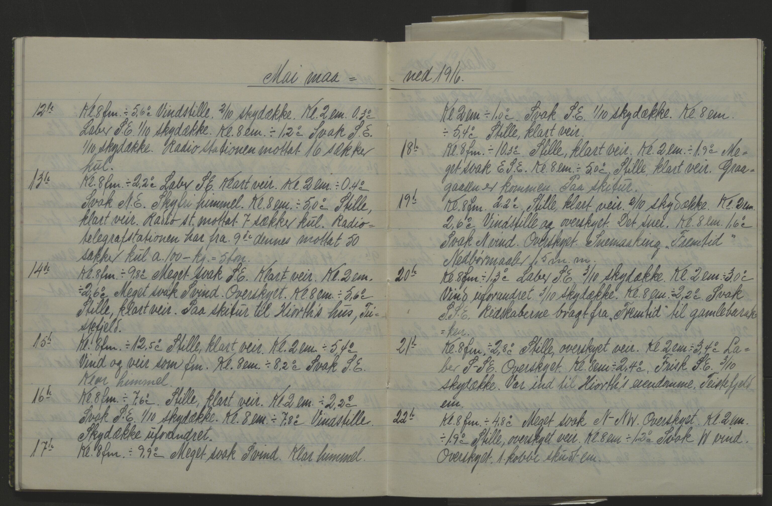 Store Norske Spitsbergen Kulkompani A/S, AV/SATØ-P-0073/01/X15/L0452/0011: Green Harbour / Green Harbour - Chr. Ankers bo, Dagbok for overvintringen av Johannes Hagen, 1915-1916
