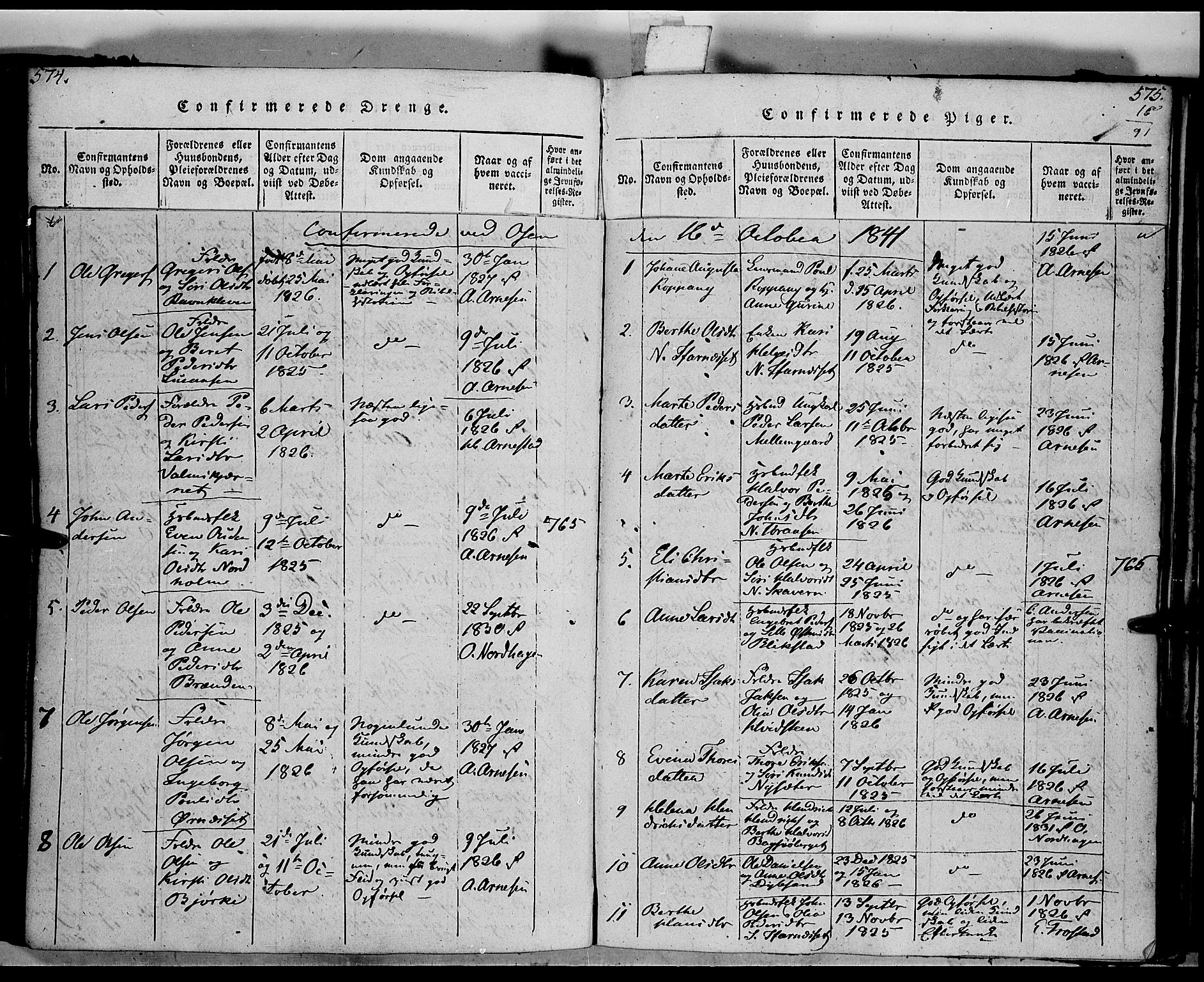 Trysil prestekontor, SAH/PREST-046/H/Ha/Haa/L0003: Ministerialbok nr. 3 /2, 1814-1842, s. 574-575