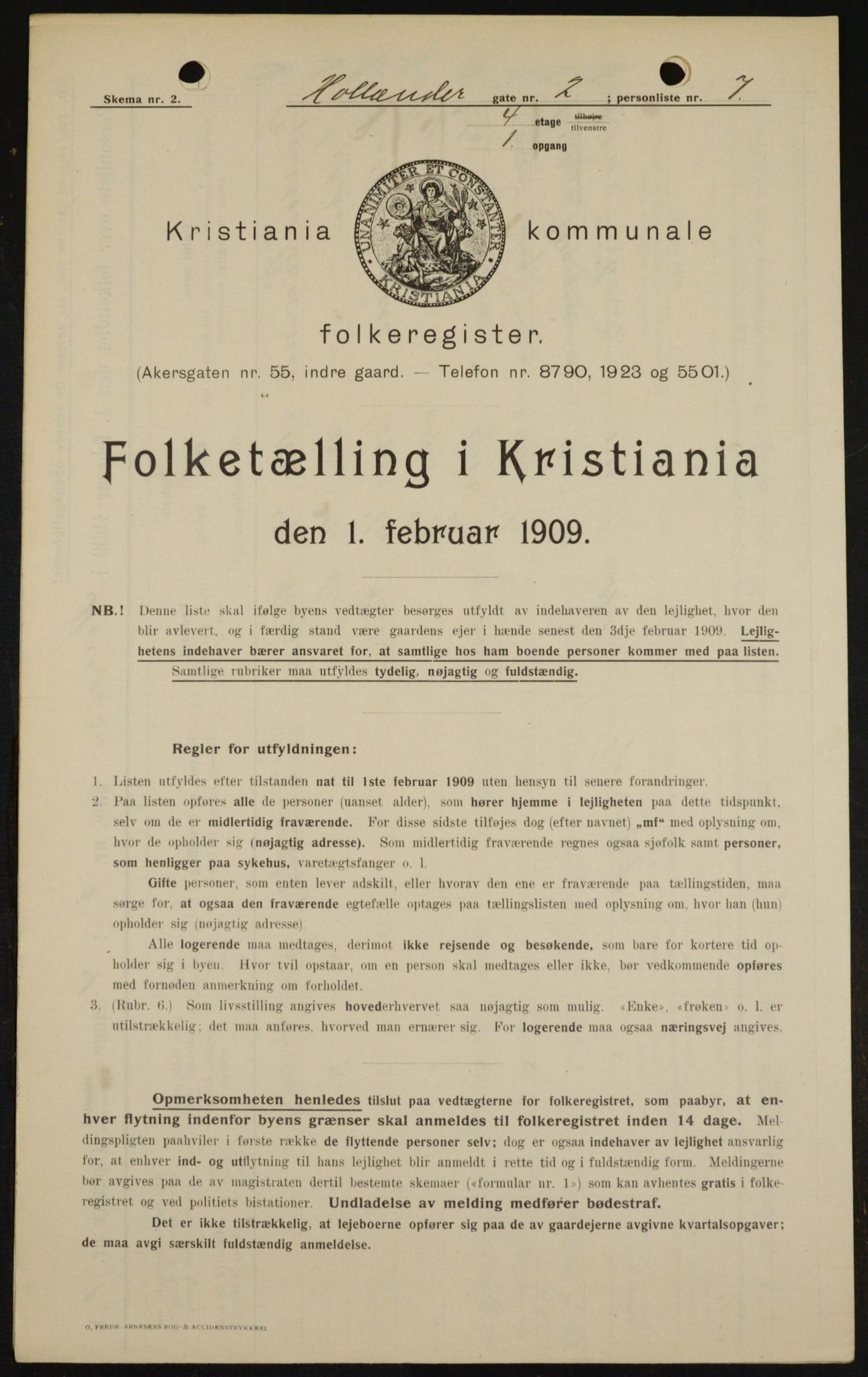 OBA, Kommunal folketelling 1.2.1909 for Kristiania kjøpstad, 1909, s. 36838