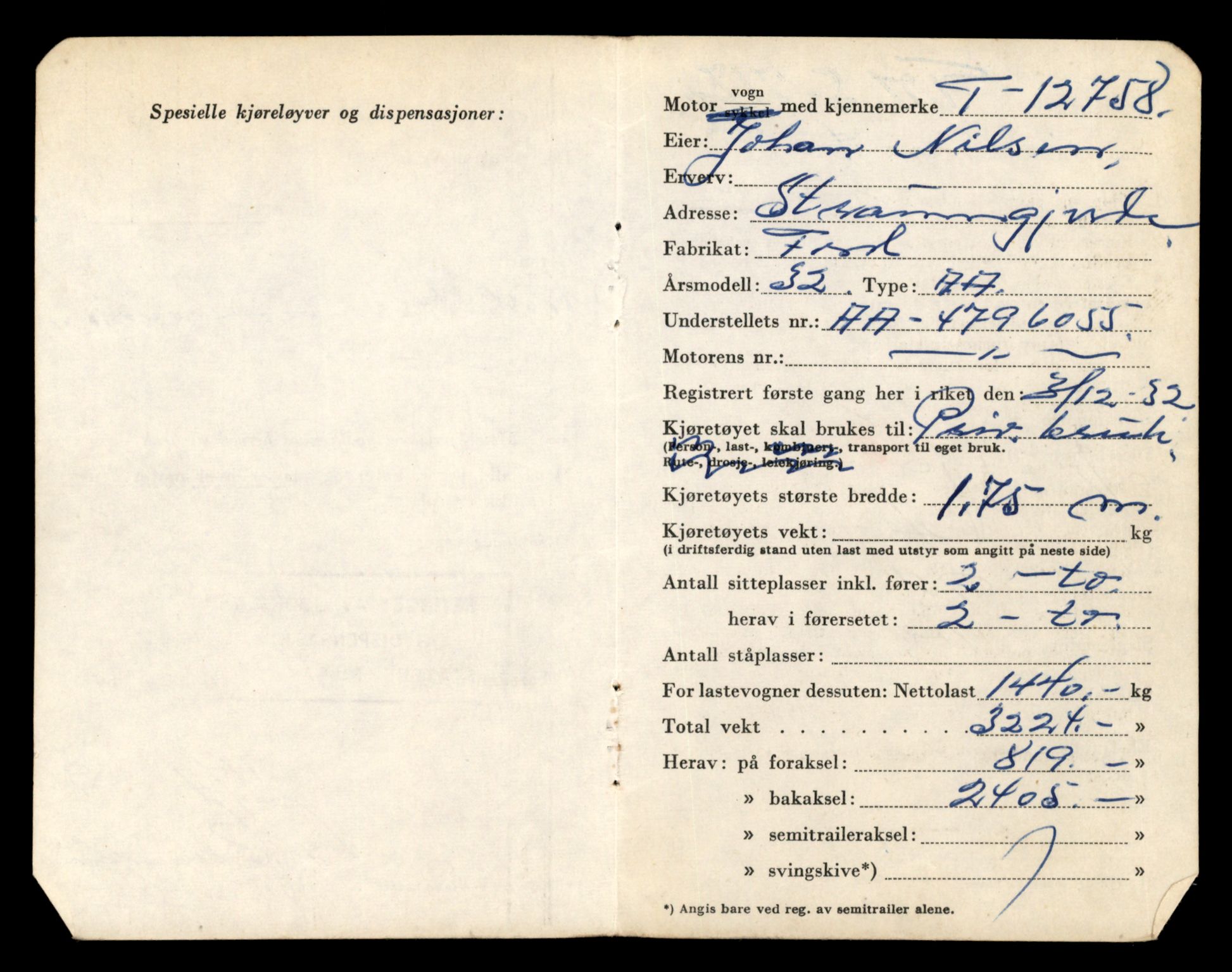 Møre og Romsdal vegkontor - Ålesund trafikkstasjon, AV/SAT-A-4099/F/Fe/L0035: Registreringskort for kjøretøy T 12653 - T 12829, 1927-1998, s. 2476