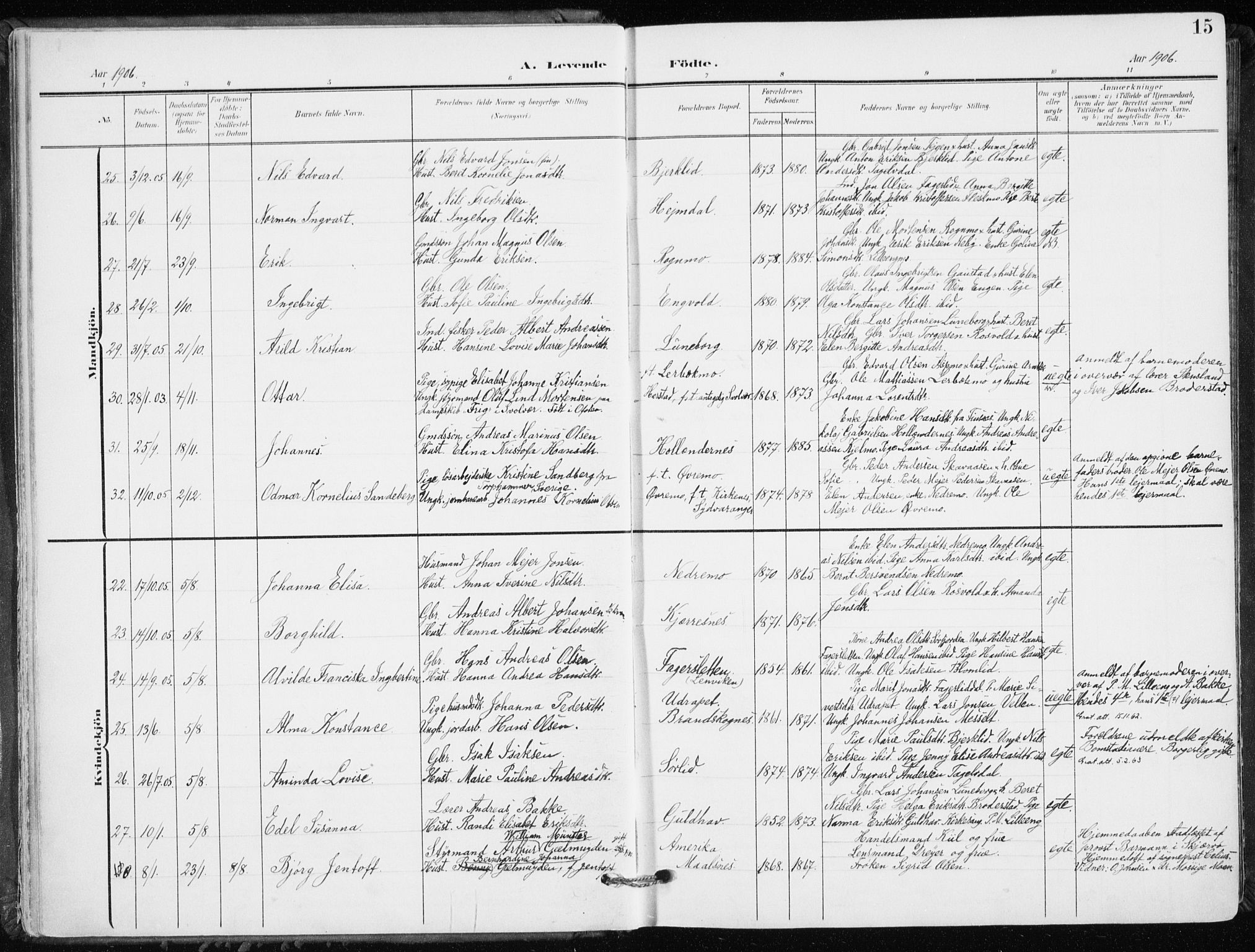 Målselv sokneprestembete, AV/SATØ-S-1311/G/Ga/Gaa/L0011kirke: Ministerialbok nr. 11, 1904-1918, s. 15