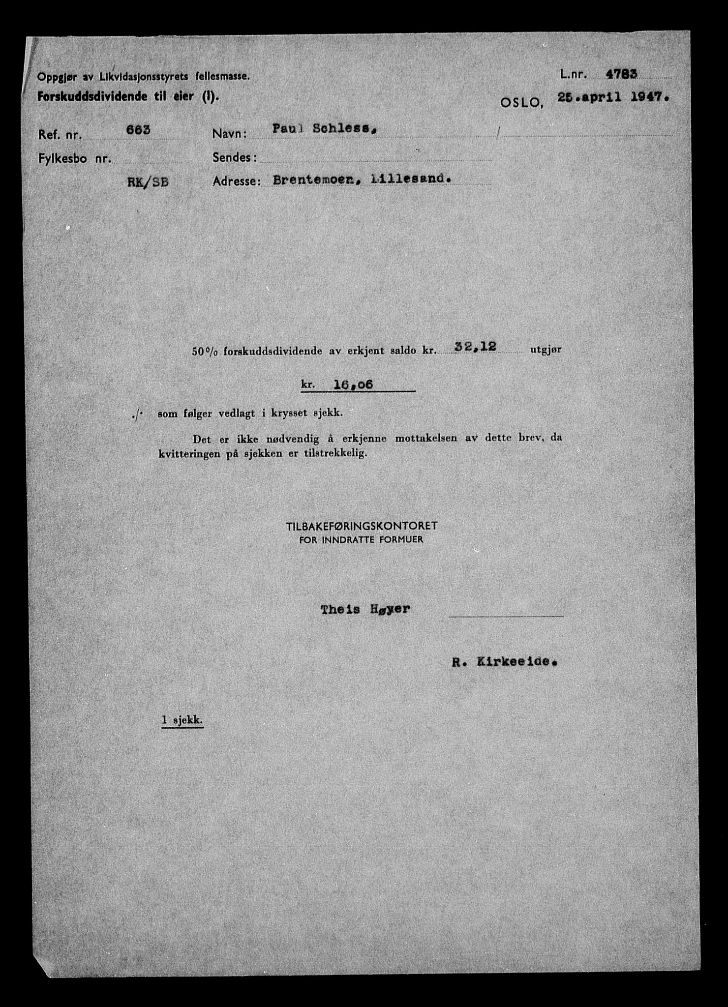 Justisdepartementet, Tilbakeføringskontoret for inndratte formuer, RA/S-1564/H/Hc/Hcd/L1006: --, 1945-1947, s. 16