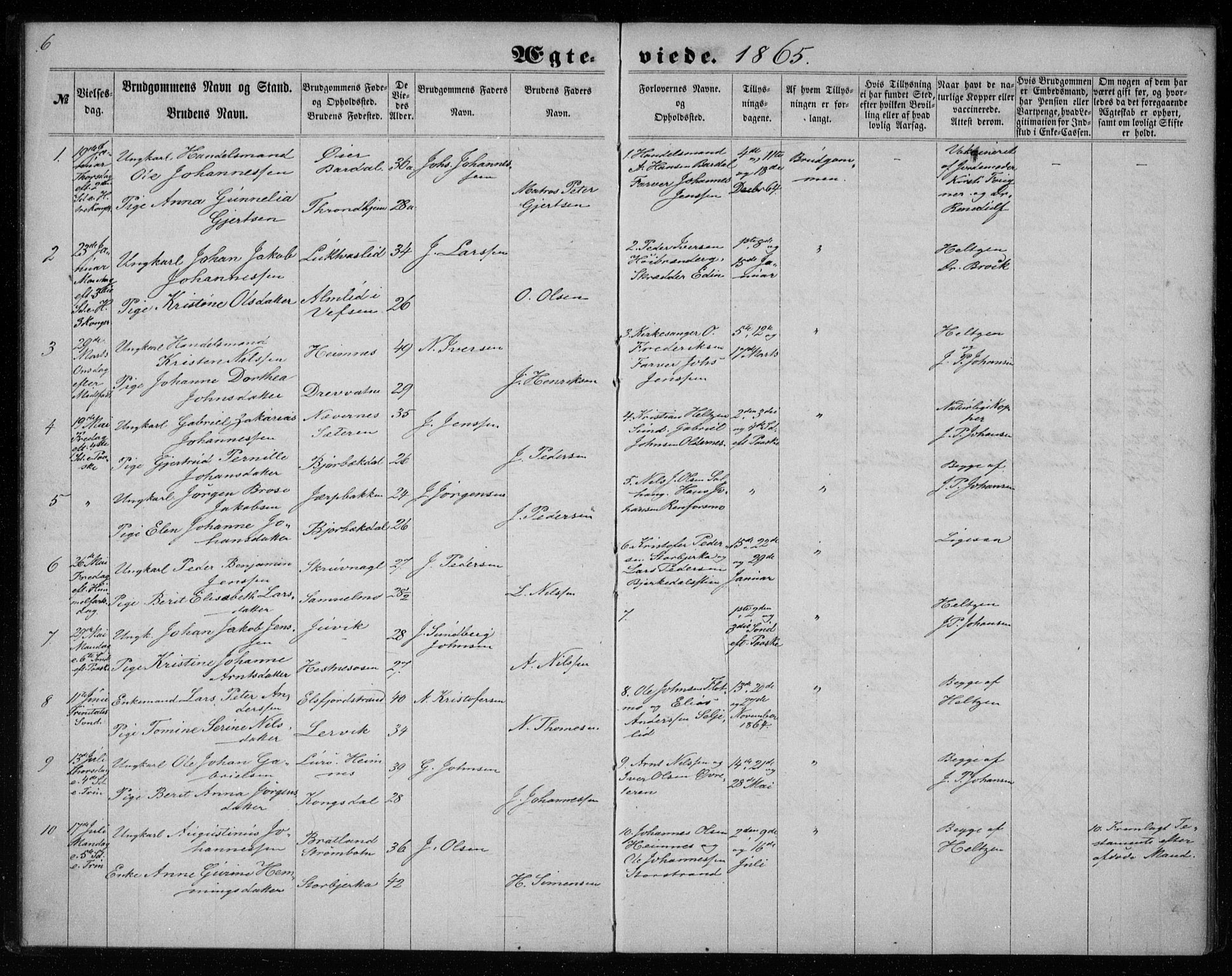 Ministerialprotokoller, klokkerbøker og fødselsregistre - Nordland, SAT/A-1459/825/L0358: Ministerialbok nr. 825A12, 1863-1878, s. 6