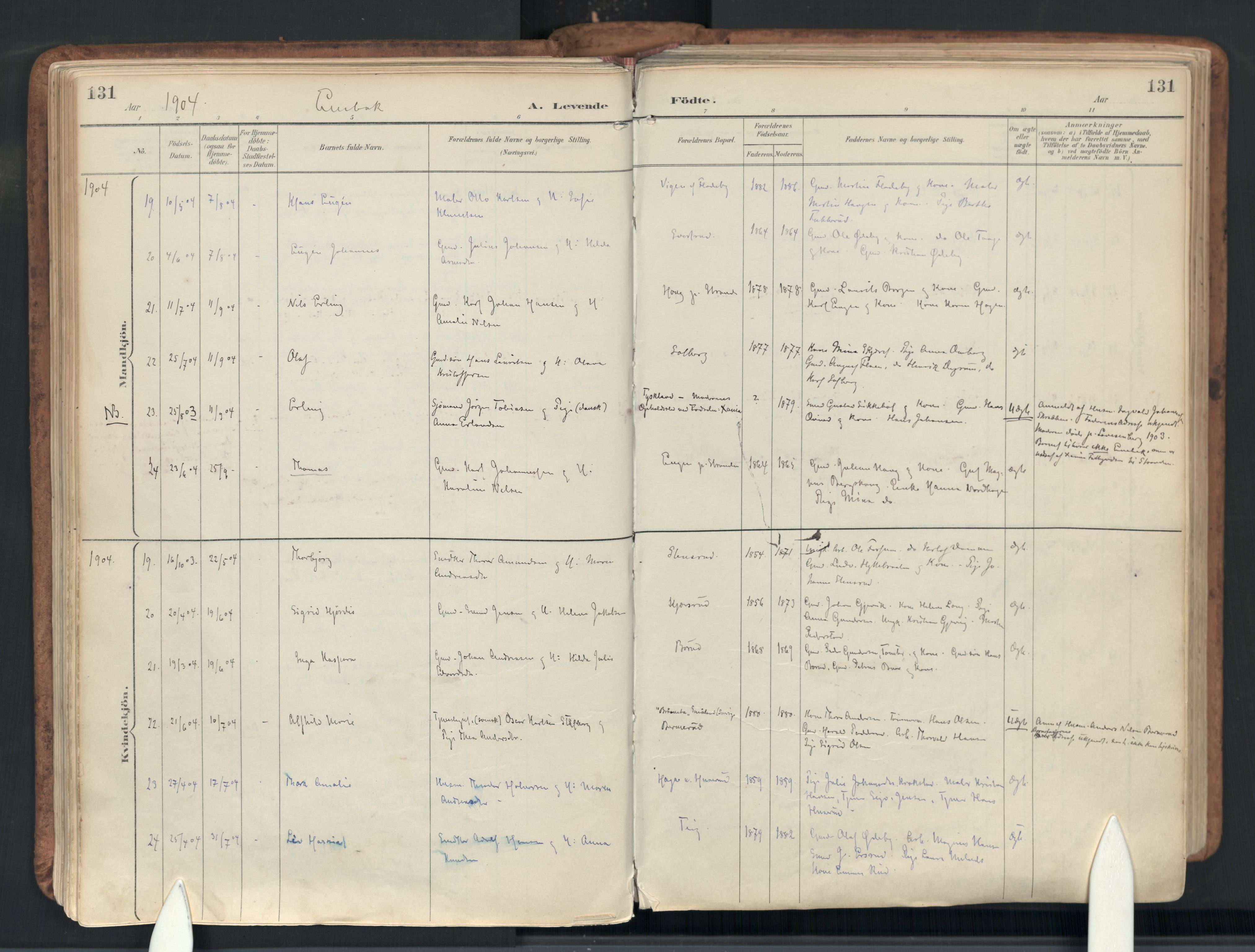 Enebakk prestekontor Kirkebøker, AV/SAO-A-10171c/F/Fb/L0002: Ministerialbok nr. II 2, 1891-1959, s. 131