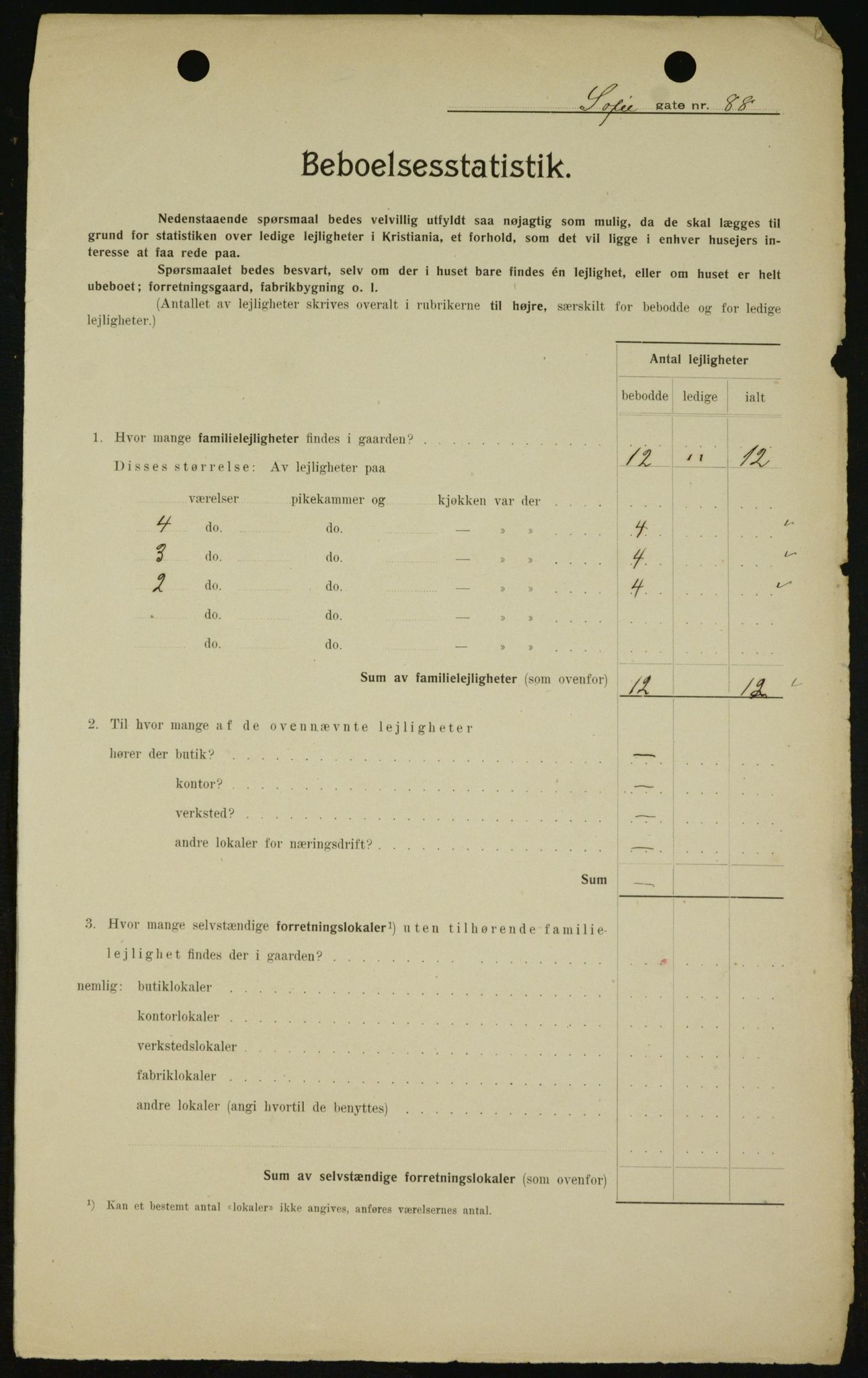 OBA, Kommunal folketelling 1.2.1909 for Kristiania kjøpstad, 1909, s. 90083