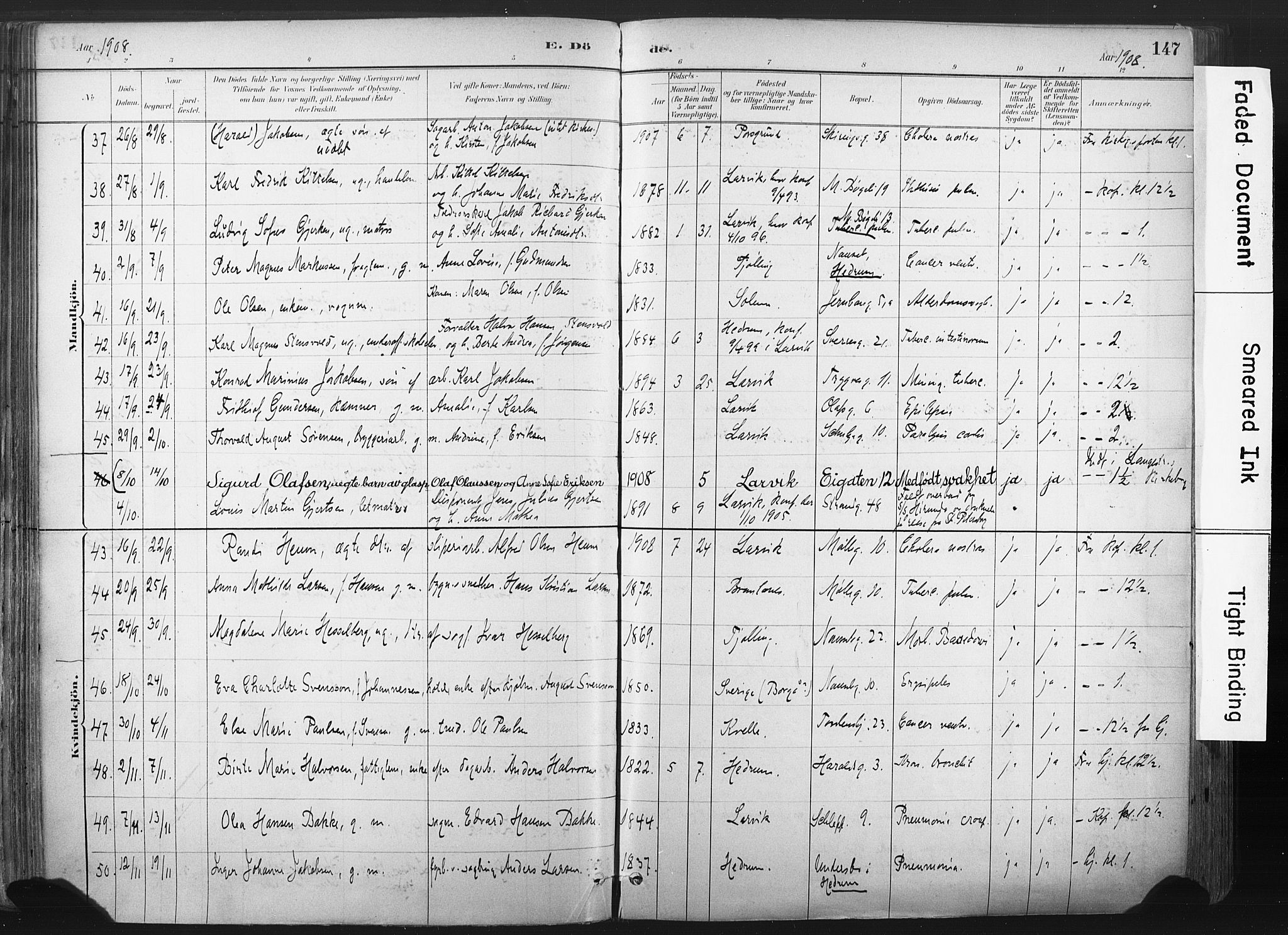Larvik kirkebøker, AV/SAKO-A-352/F/Fa/L0010: Ministerialbok nr. I 10, 1884-1910, s. 147
