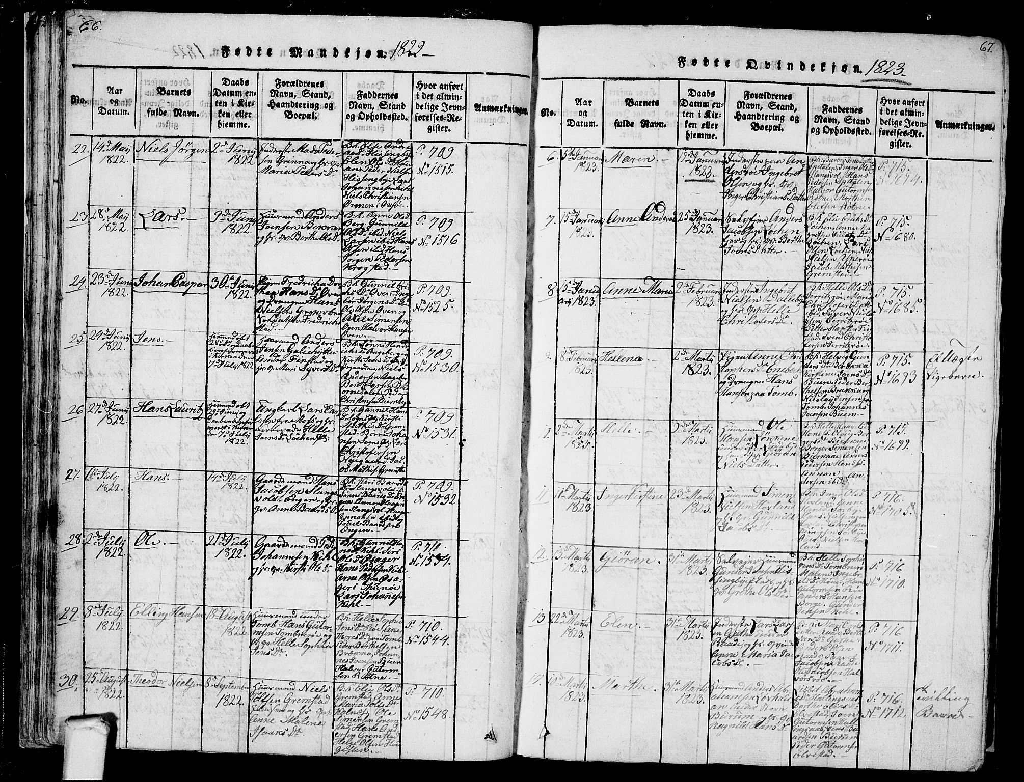 Råde prestekontor kirkebøker, AV/SAO-A-2009/F/Fa/L0004: Ministerialbok nr. 4, 1814-1830, s. 66-67