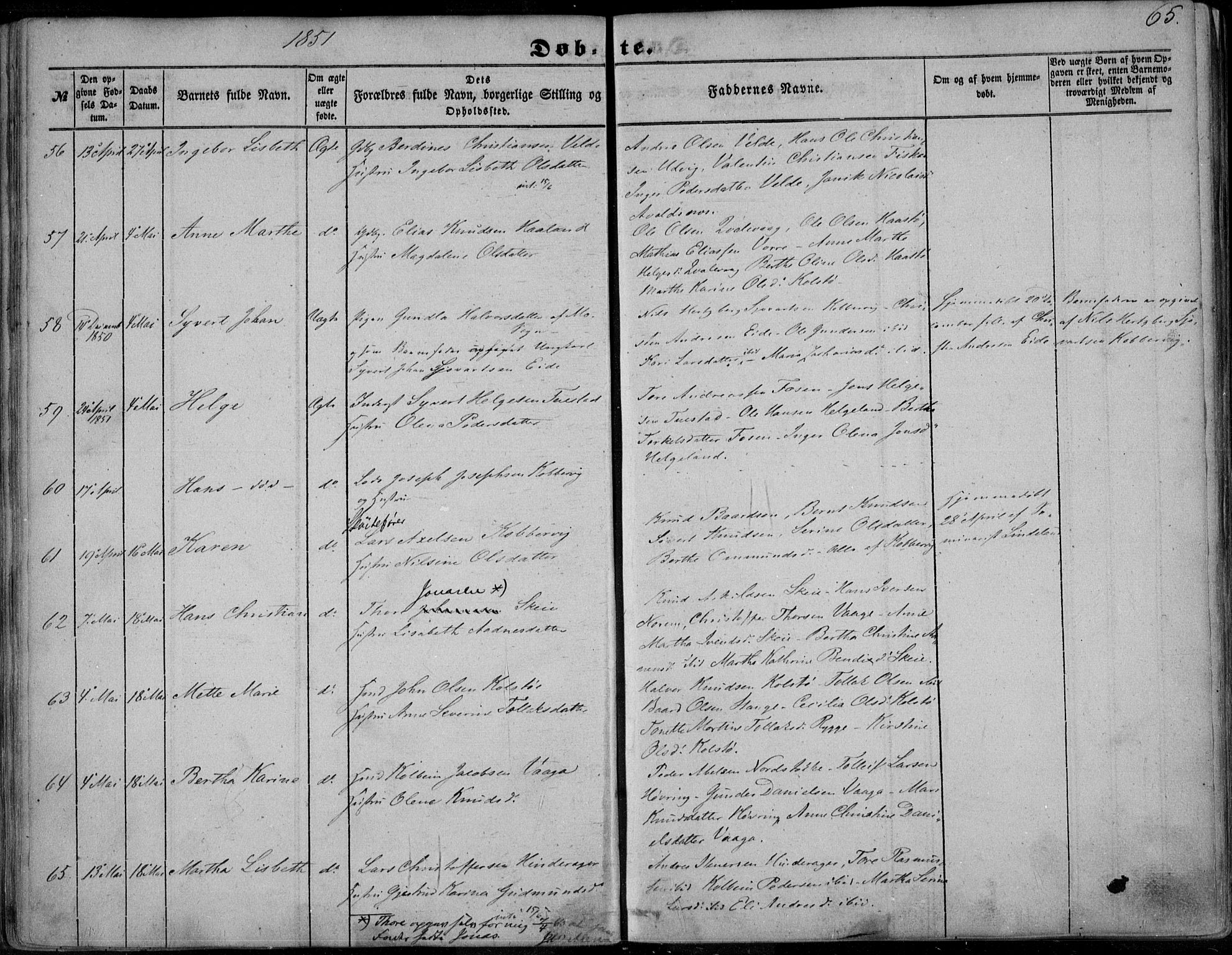 Avaldsnes sokneprestkontor, AV/SAST-A -101851/H/Ha/Haa/L0008: Ministerialbok nr. A 8, 1847-1857, s. 65