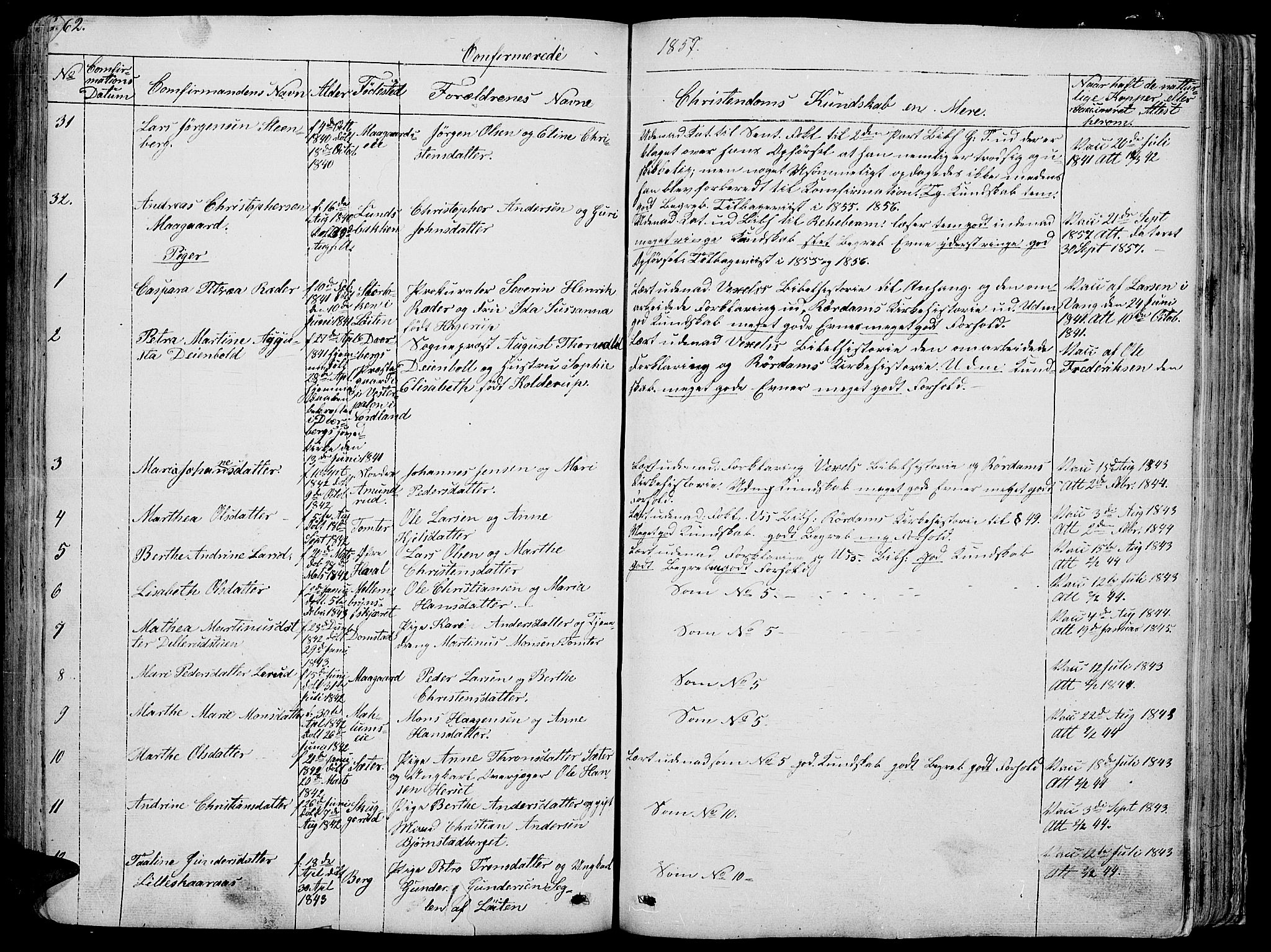 Romedal prestekontor, AV/SAH-PREST-004/L/L0009: Klokkerbok nr. 9, 1846-1866, s. 262