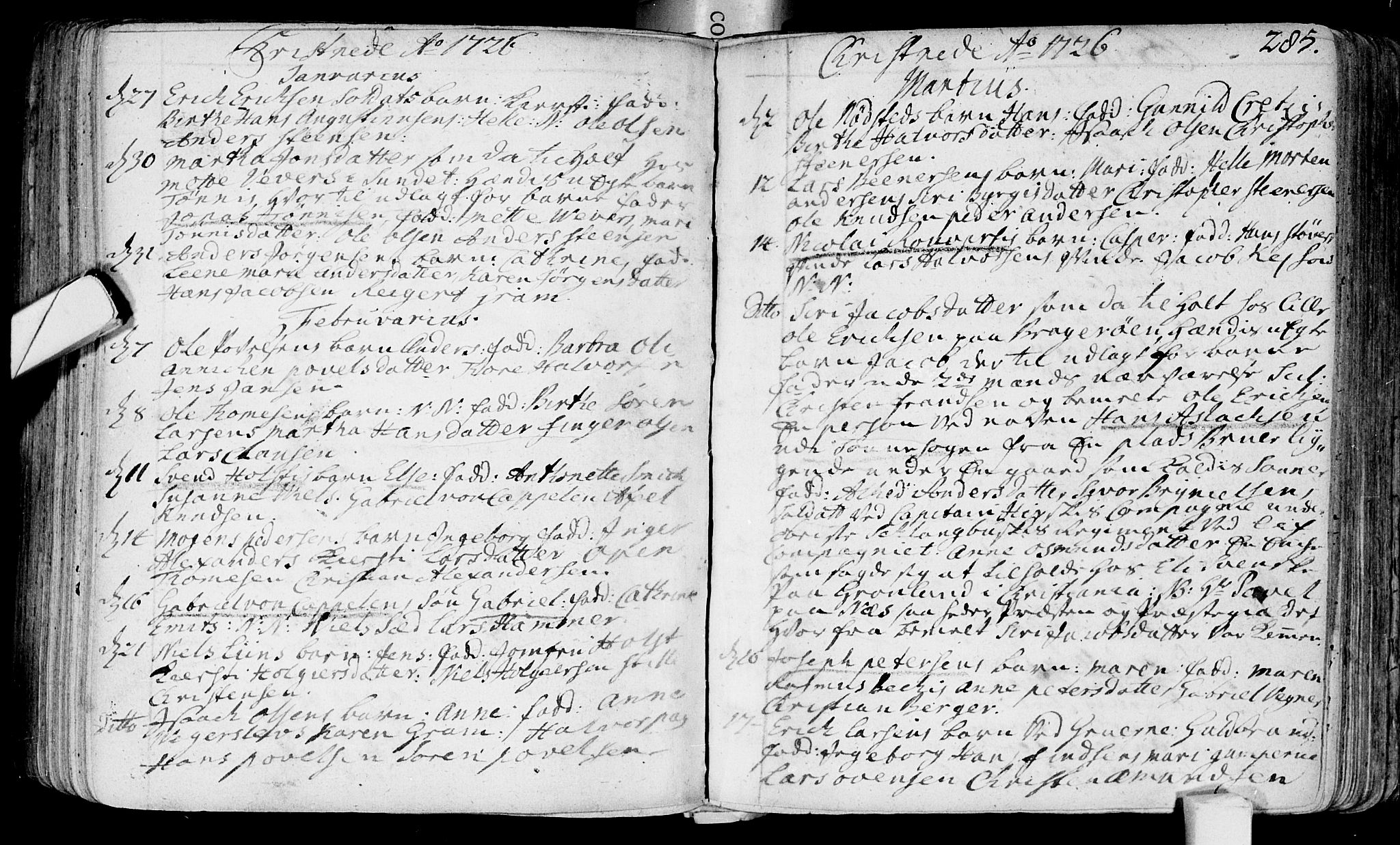 Bragernes kirkebøker, SAKO/A-6/F/Fa/L0003: Ministerialbok nr. I 3, 1706-1734, s. 285