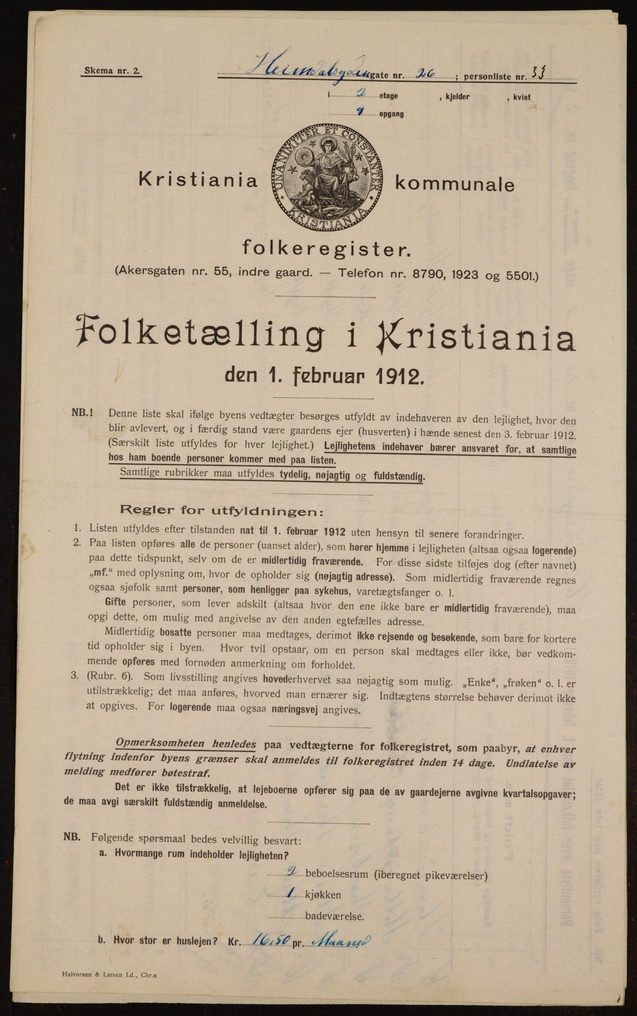 OBA, Kommunal folketelling 1.2.1912 for Kristiania, 1912, s. 37278