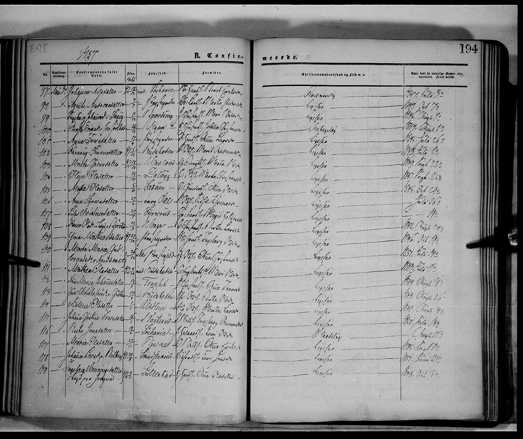 Fåberg prestekontor, AV/SAH-PREST-086/H/Ha/Haa/L0006: Ministerialbok nr. 6A, 1855-1867, s. 194