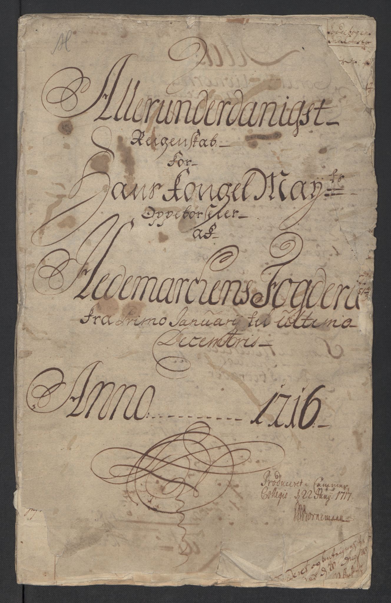 Rentekammeret inntil 1814, Reviderte regnskaper, Fogderegnskap, RA/EA-4092/R16/L1055: Fogderegnskap Hedmark, 1716, s. 3