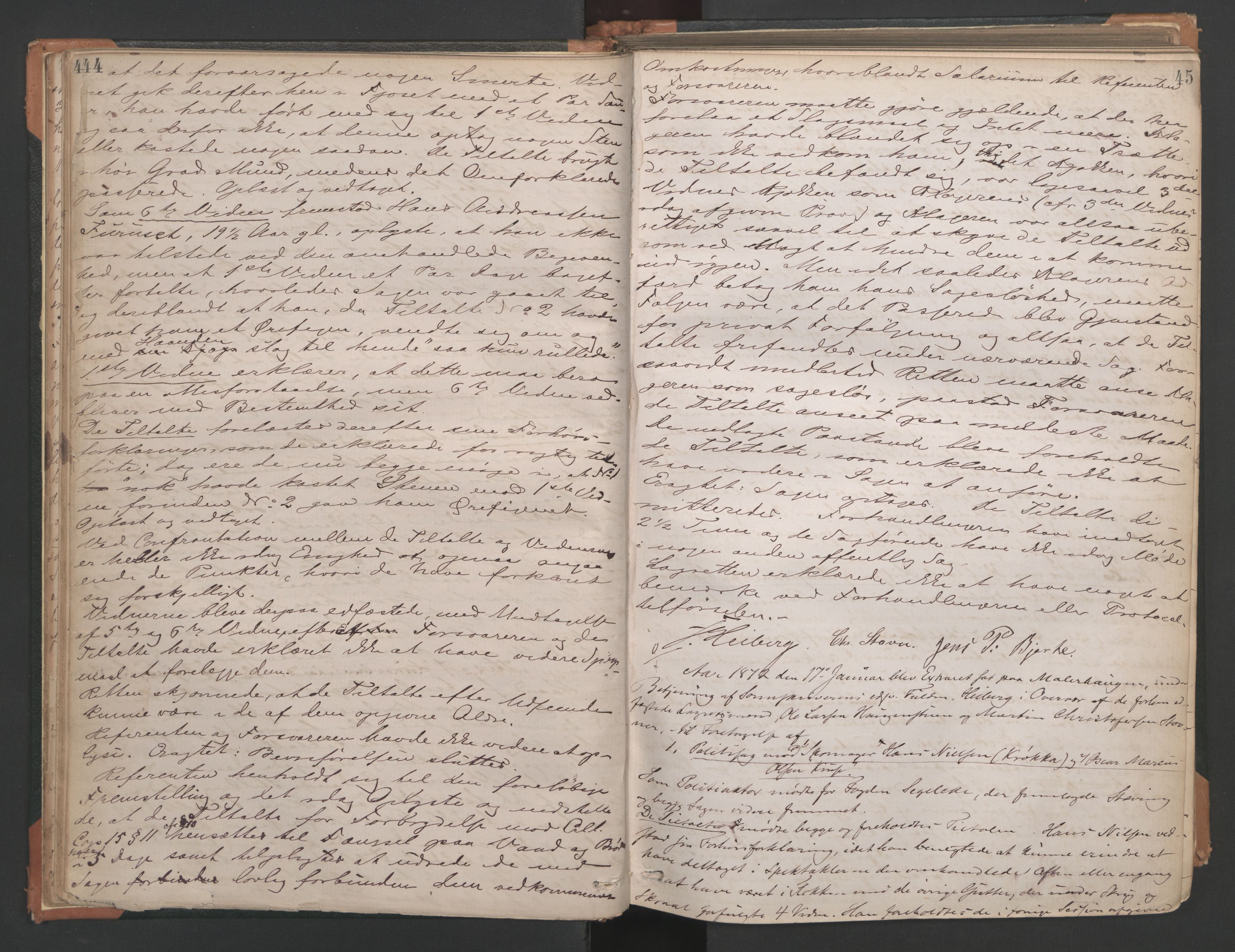 Aker sorenskriveri, AV/SAO-A-10895/F/Fc/Fcb/L0039: Ekstrarettsprotokoll, 1871-1874, s. 44-45