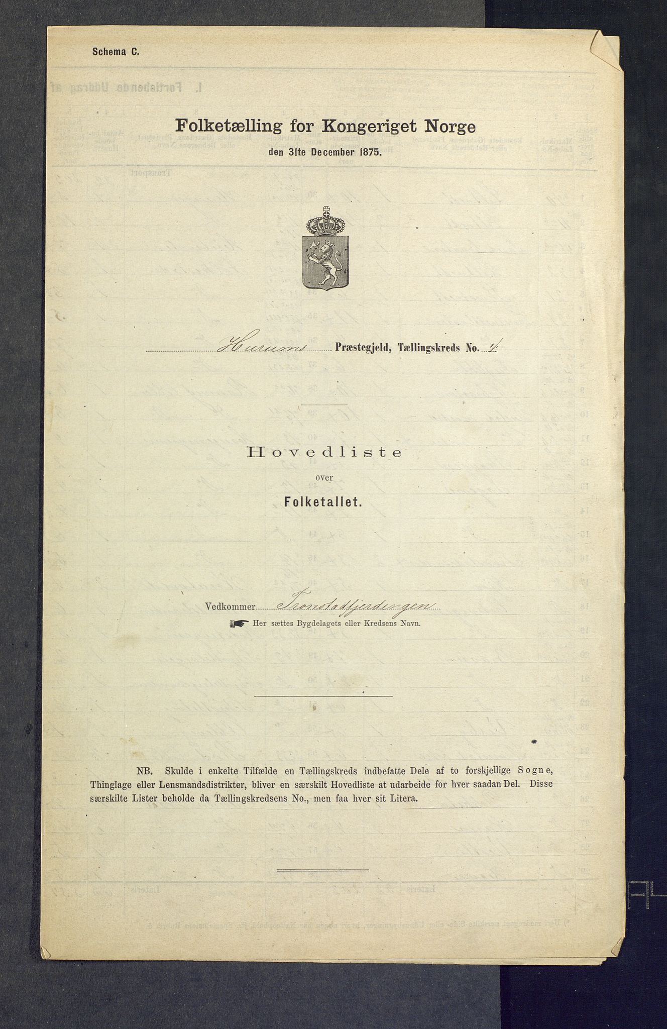 SAKO, Folketelling 1875 for 0628L Hurum prestegjeld, Hurum sokn, 1875, s. 16