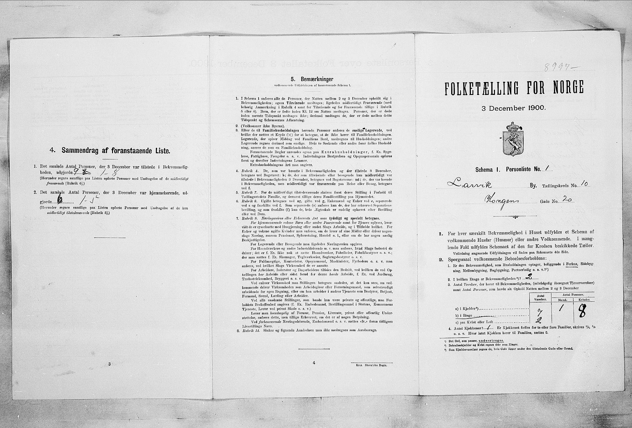 RA, Folketelling 1900 for 0707 Larvik kjøpstad, 1900, s. 916