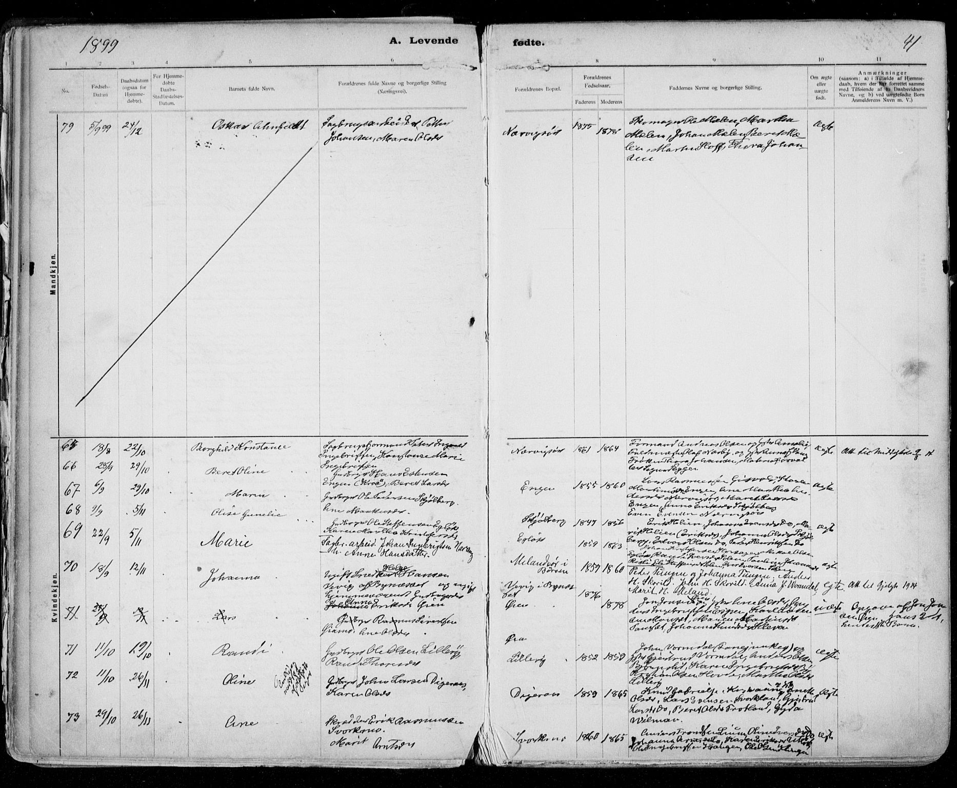 Ministerialprotokoller, klokkerbøker og fødselsregistre - Sør-Trøndelag, SAT/A-1456/668/L0811: Ministerialbok nr. 668A11, 1894-1913, s. 41