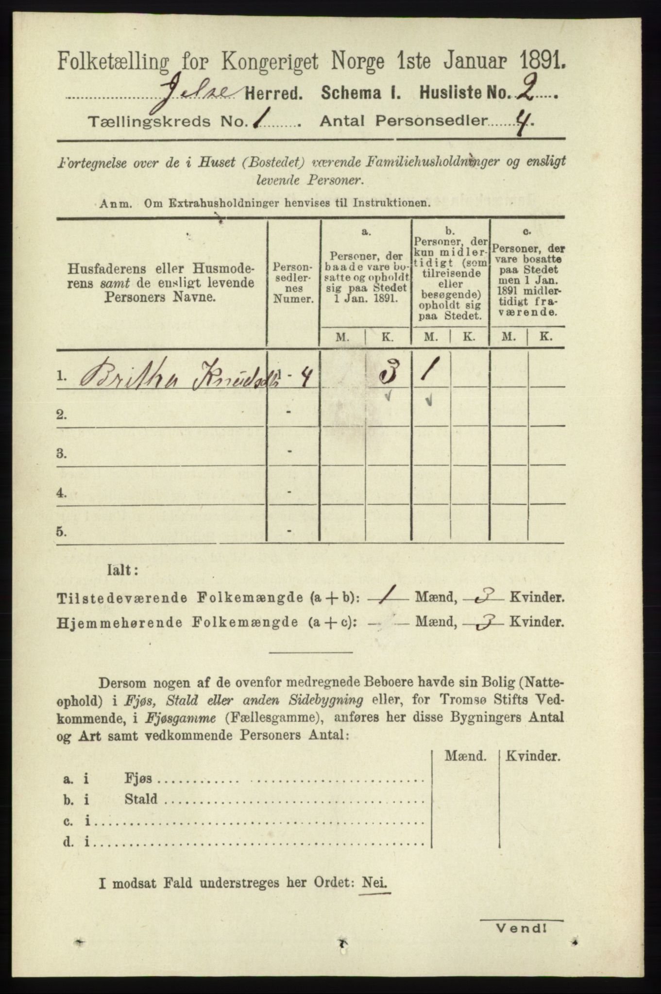 RA, Folketelling 1891 for 1138 Jelsa herred, 1891, s. 31