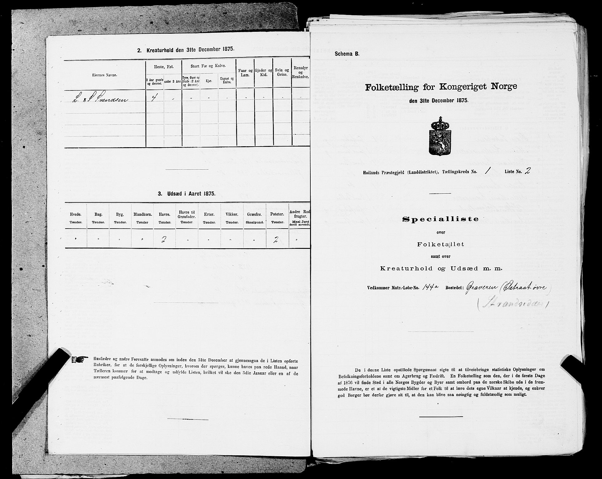 SAST, Folketelling 1875 for 1123L Høyland prestegjeld, Høyland sokn, 1875, s. 95