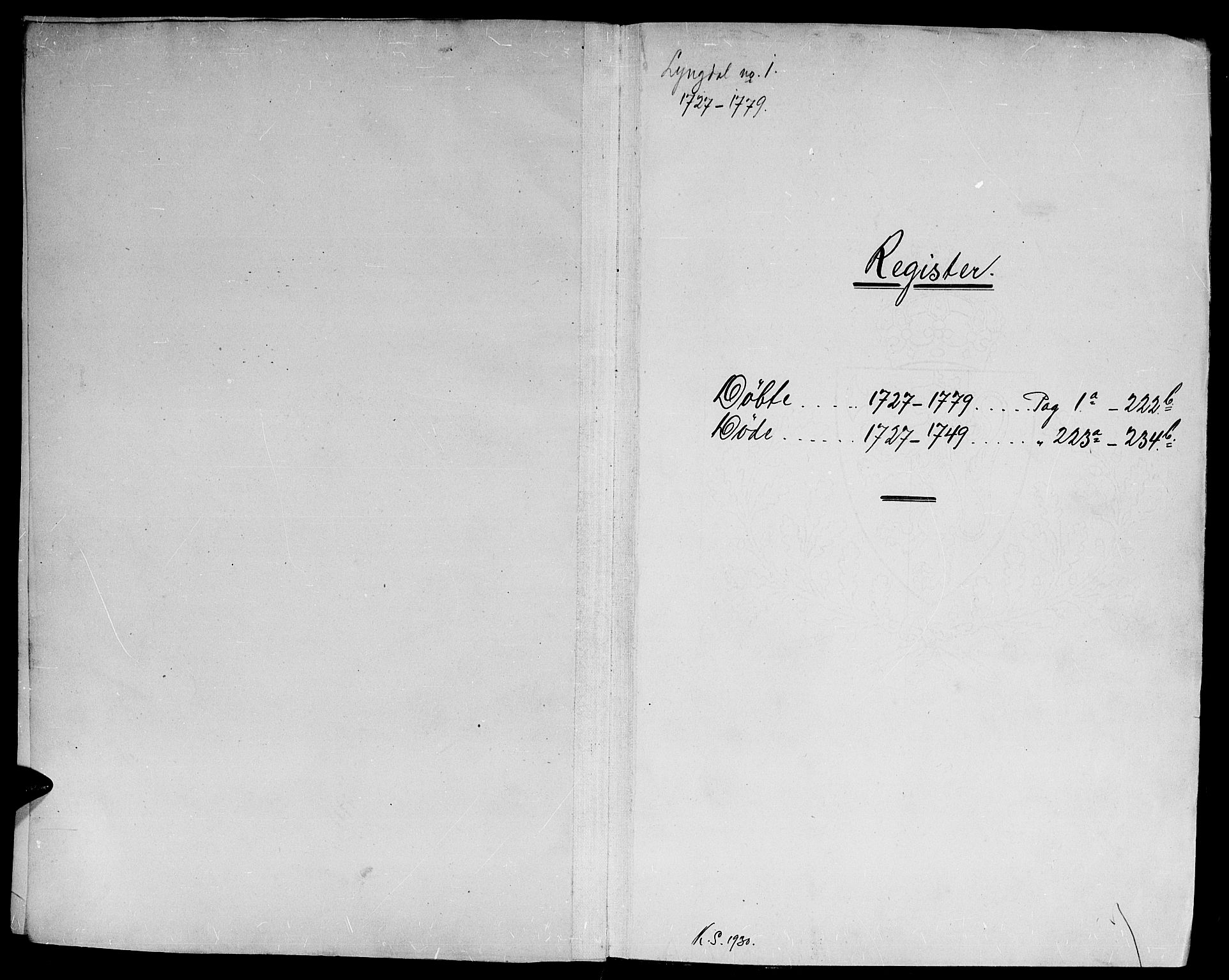 Lyngdal sokneprestkontor, AV/SAK-1111-0029/F/Fa/Fac/L0001: Ministerialbok nr. A 1, 1727-1779