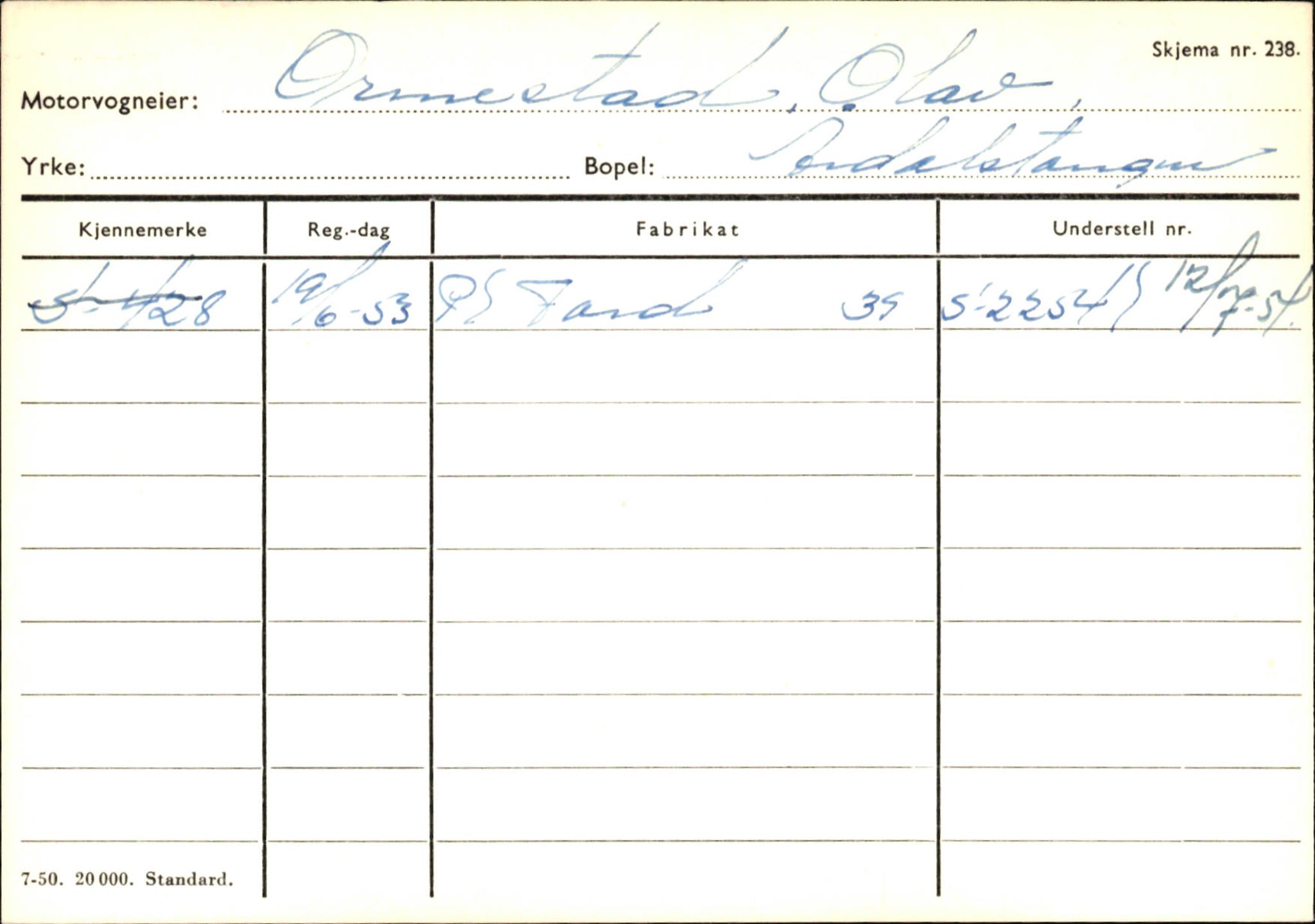 Statens vegvesen, Sogn og Fjordane vegkontor, AV/SAB-A-5301/4/F/L0145: Registerkort Vågsøy S-Å. Årdal I-P, 1945-1975, s. 2330