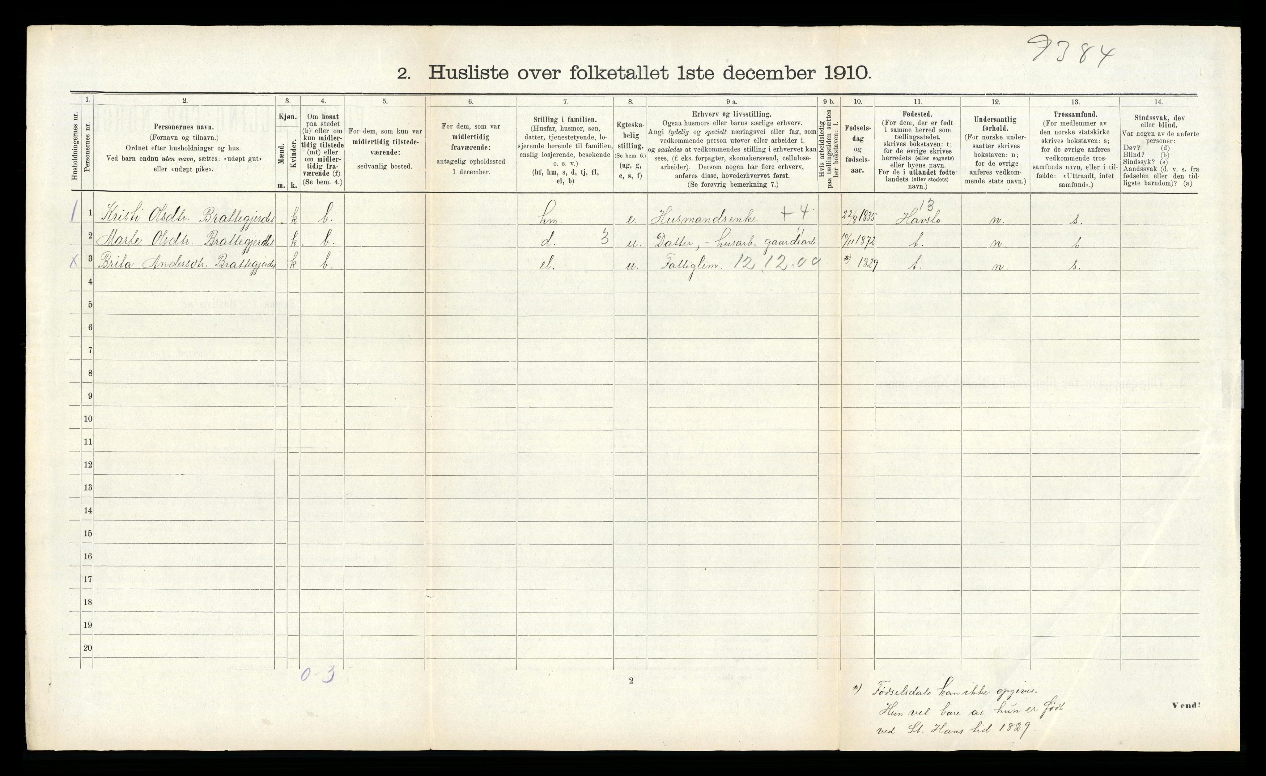 RA, Folketelling 1910 for 1422 Lærdal herred, 1910, s. 347