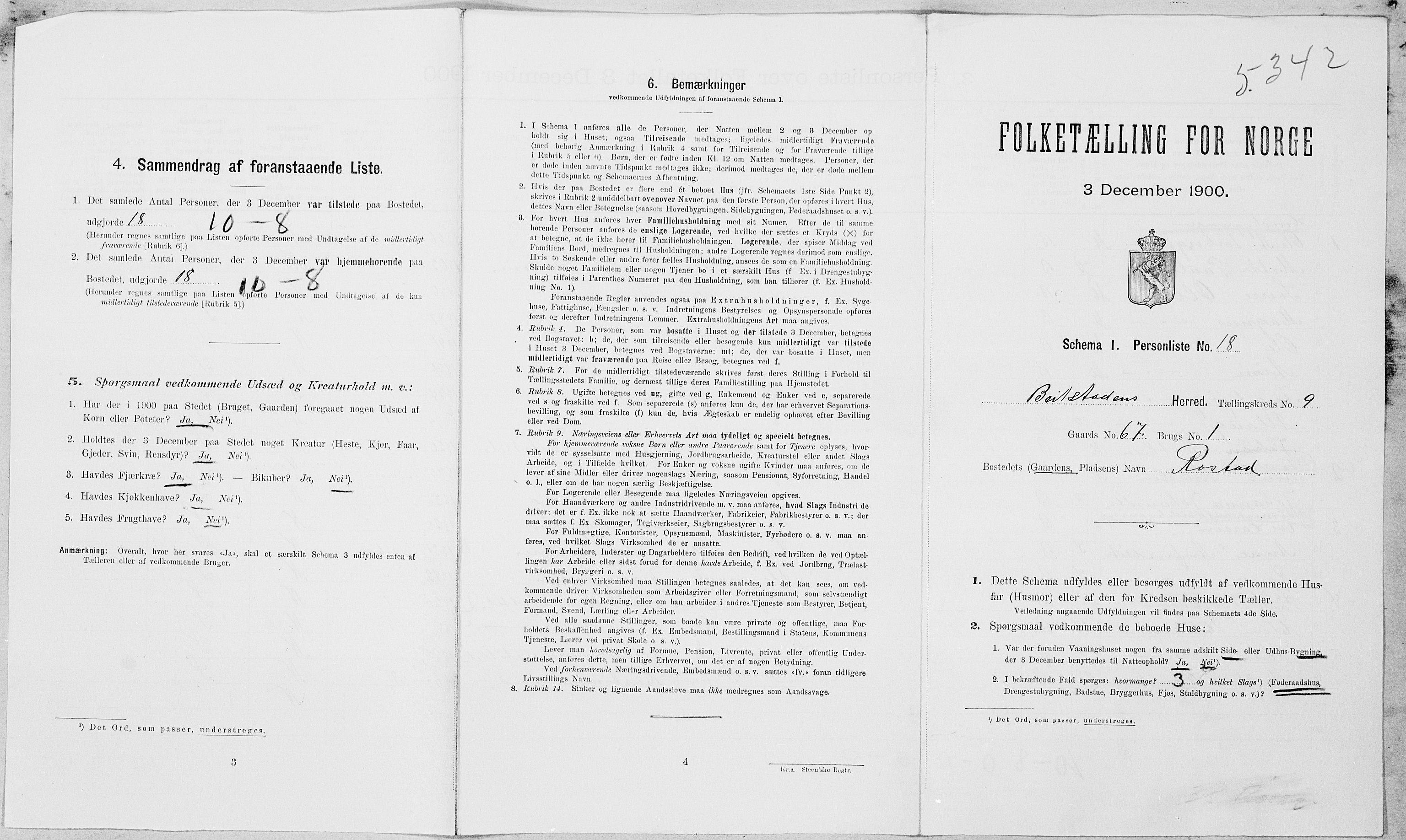 SAT, Folketelling 1900 for 1727 Beitstad herred, 1900, s. 727