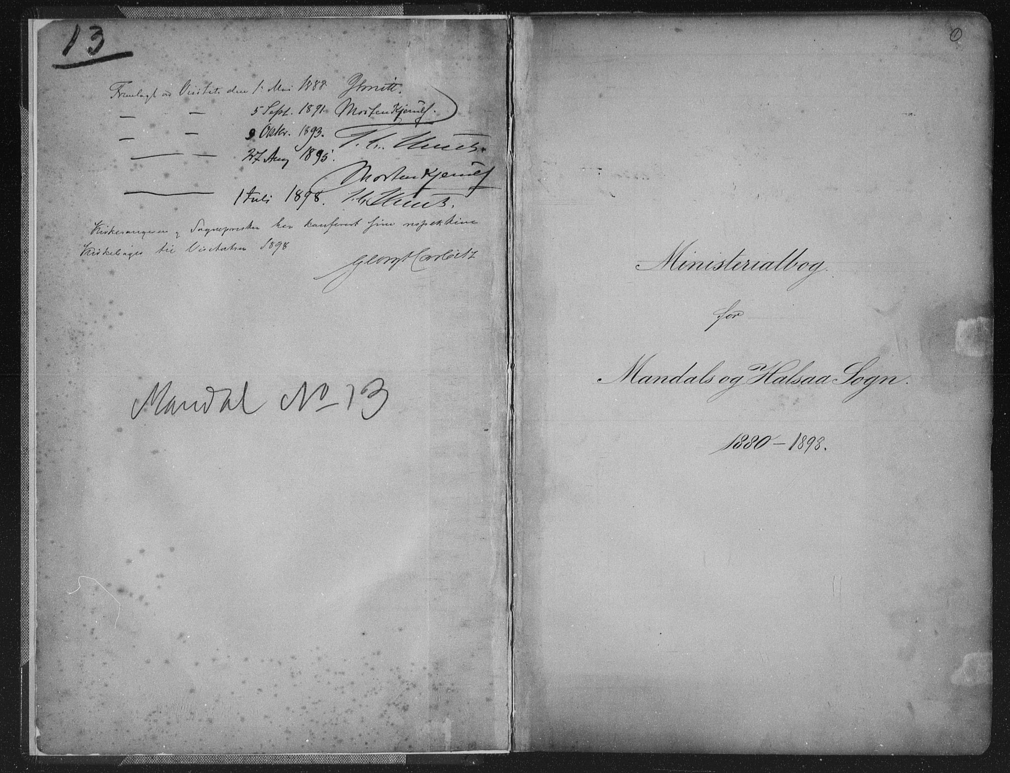 Mandal sokneprestkontor, SAK/1111-0030/F/Fb/Fba/L0011: Klokkerbok nr. B 5, 1880-1898, s. 1