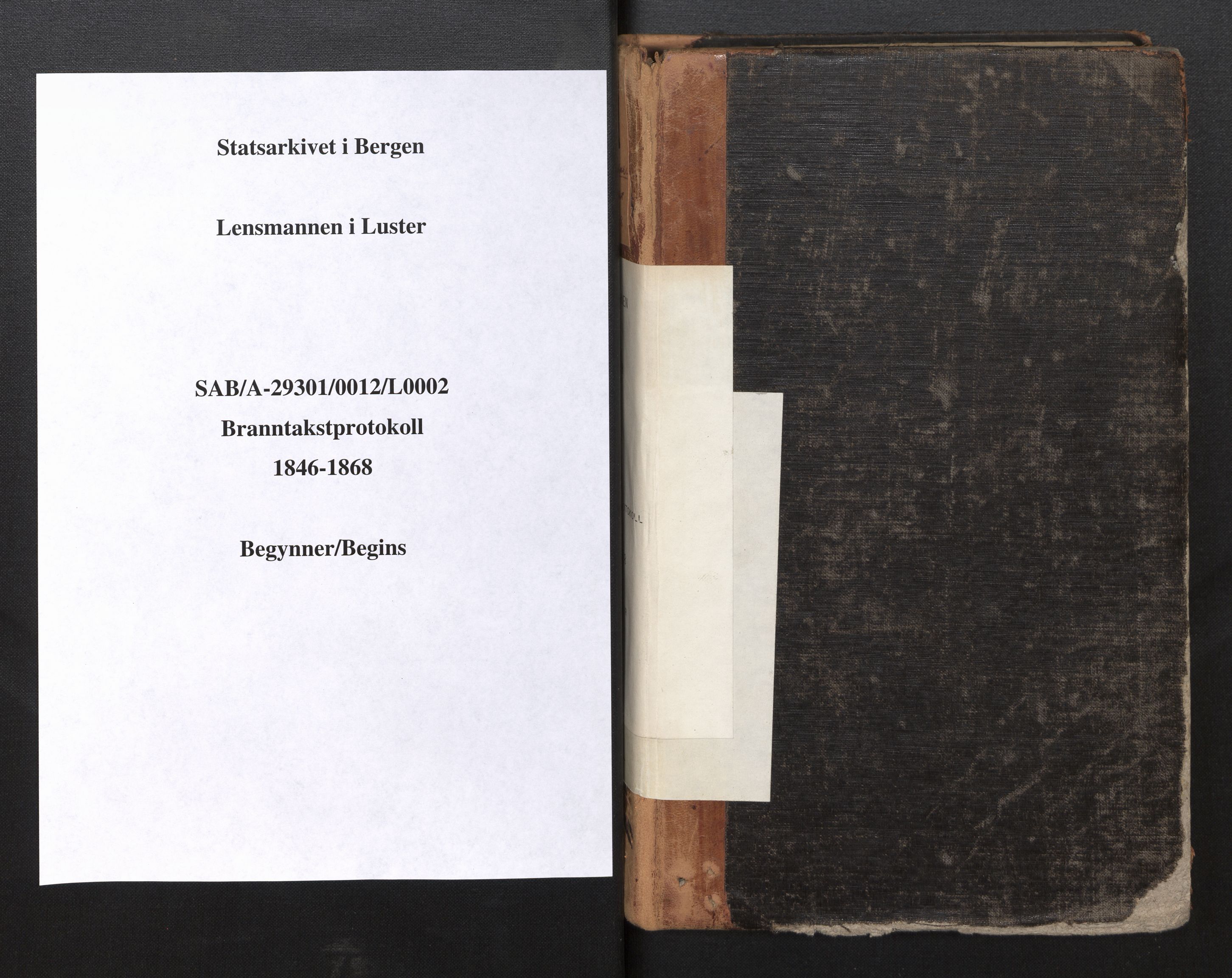 Lensmannen i Luster, SAB/A-29301/0012/L0002: Branntakstprotokoll, 1846-1868