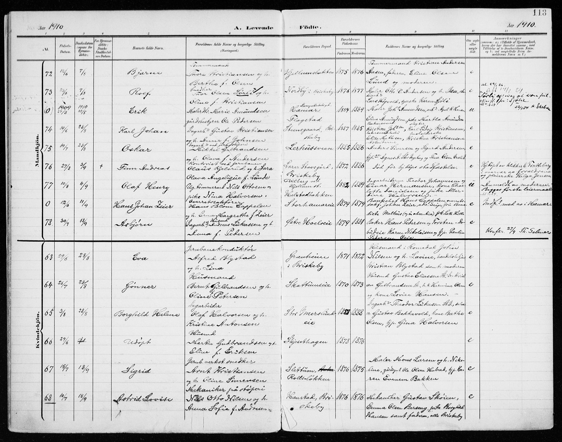 Vang prestekontor, Hedmark, AV/SAH-PREST-008/H/Ha/Haa/L0021: Ministerialbok nr. 21, 1902-1917, s. 113