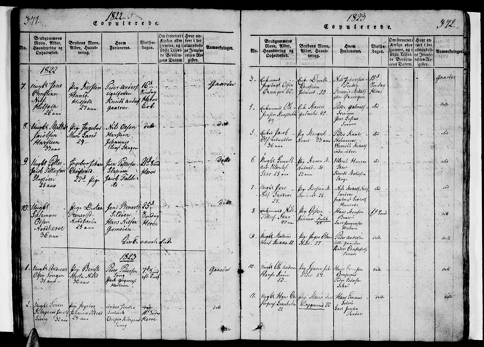 Ministerialprotokoller, klokkerbøker og fødselsregistre - Nordland, AV/SAT-A-1459/834/L0510: Klokkerbok nr. 834C01, 1820-1847, s. 371-372