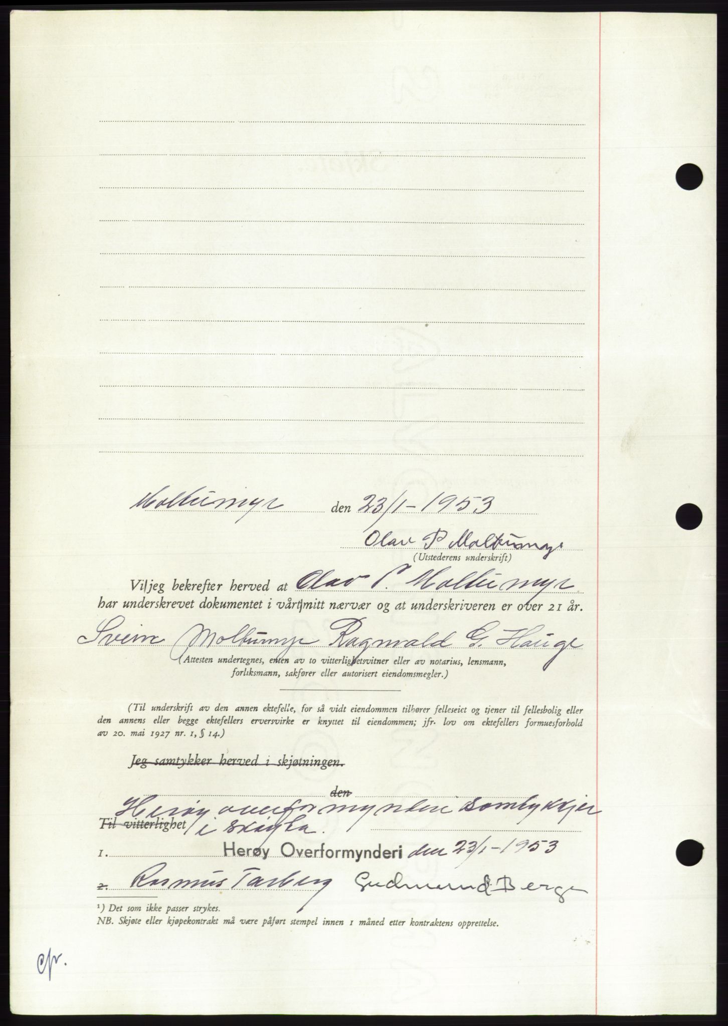 Søre Sunnmøre sorenskriveri, AV/SAT-A-4122/1/2/2C/L0094: Pantebok nr. 20A, 1953-1953, Dagboknr: 210/1953