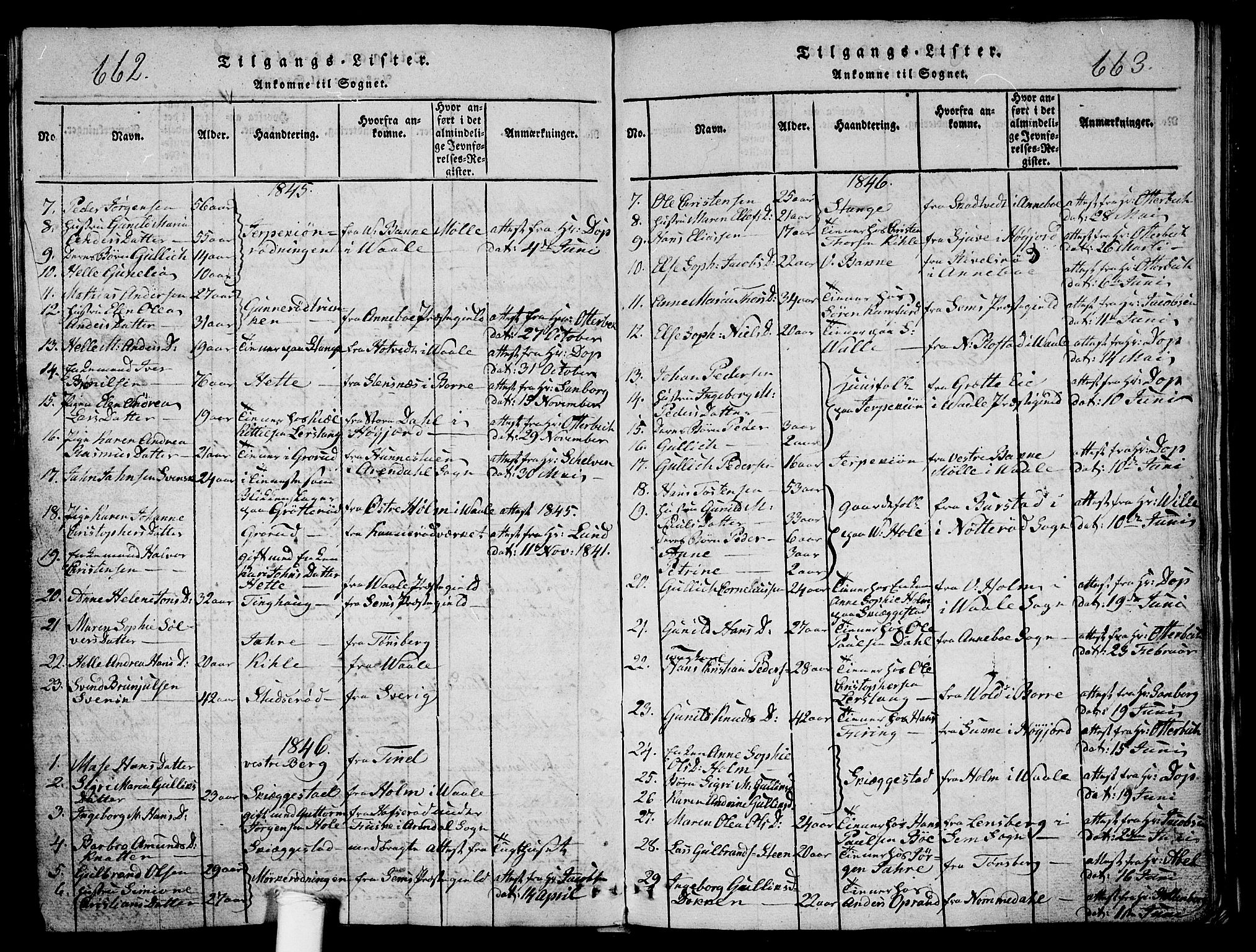 Ramnes kirkebøker, AV/SAKO-A-314/G/Ga/L0001: Klokkerbok nr. I 1, 1813-1847, s. 662-663