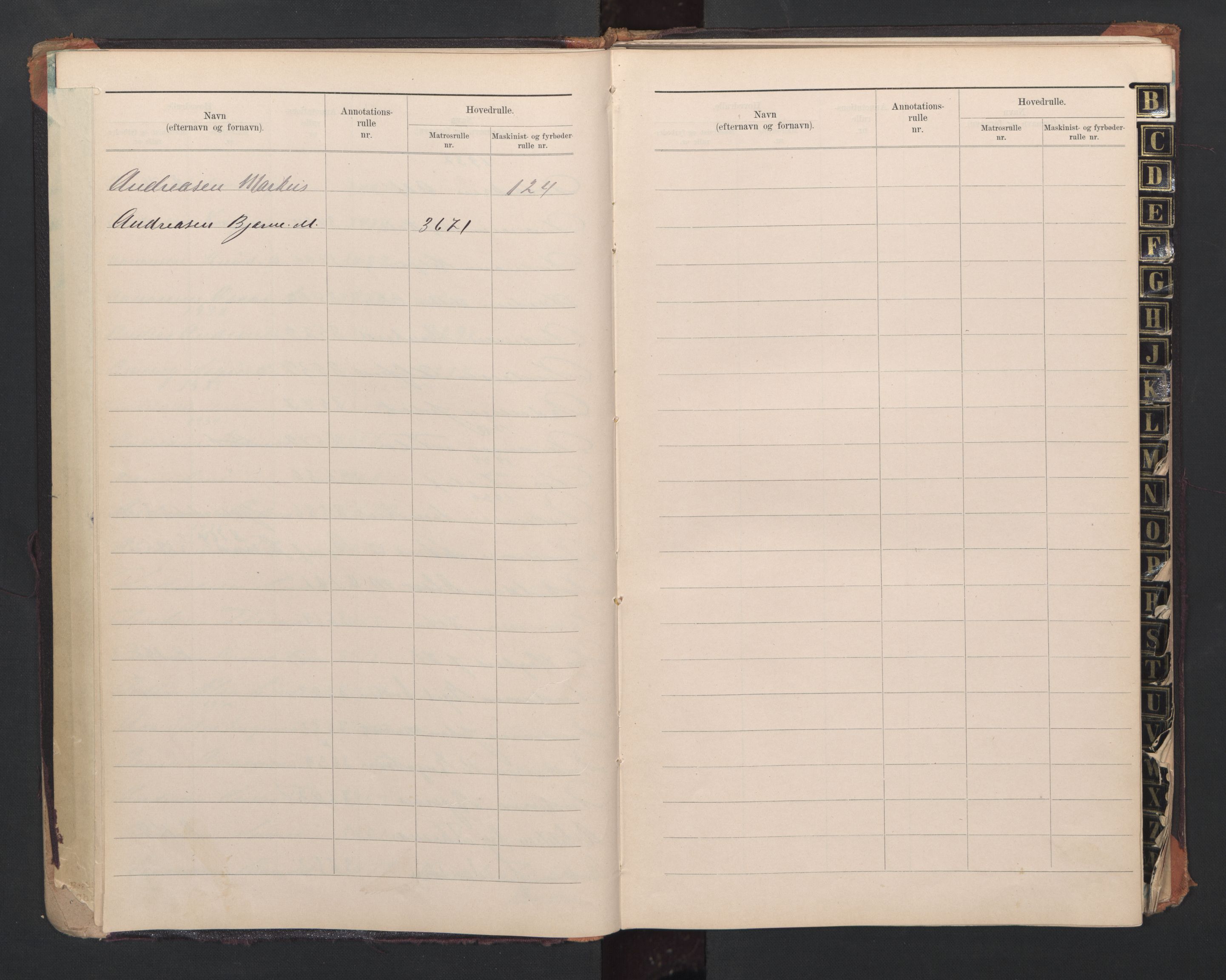 Lillesand mønstringskrets, SAK/2031-0014/F/Fb/L0011: Register til annotasjonsrulle og hovedrulle A og B, W-20, 1909-1948, s. 7