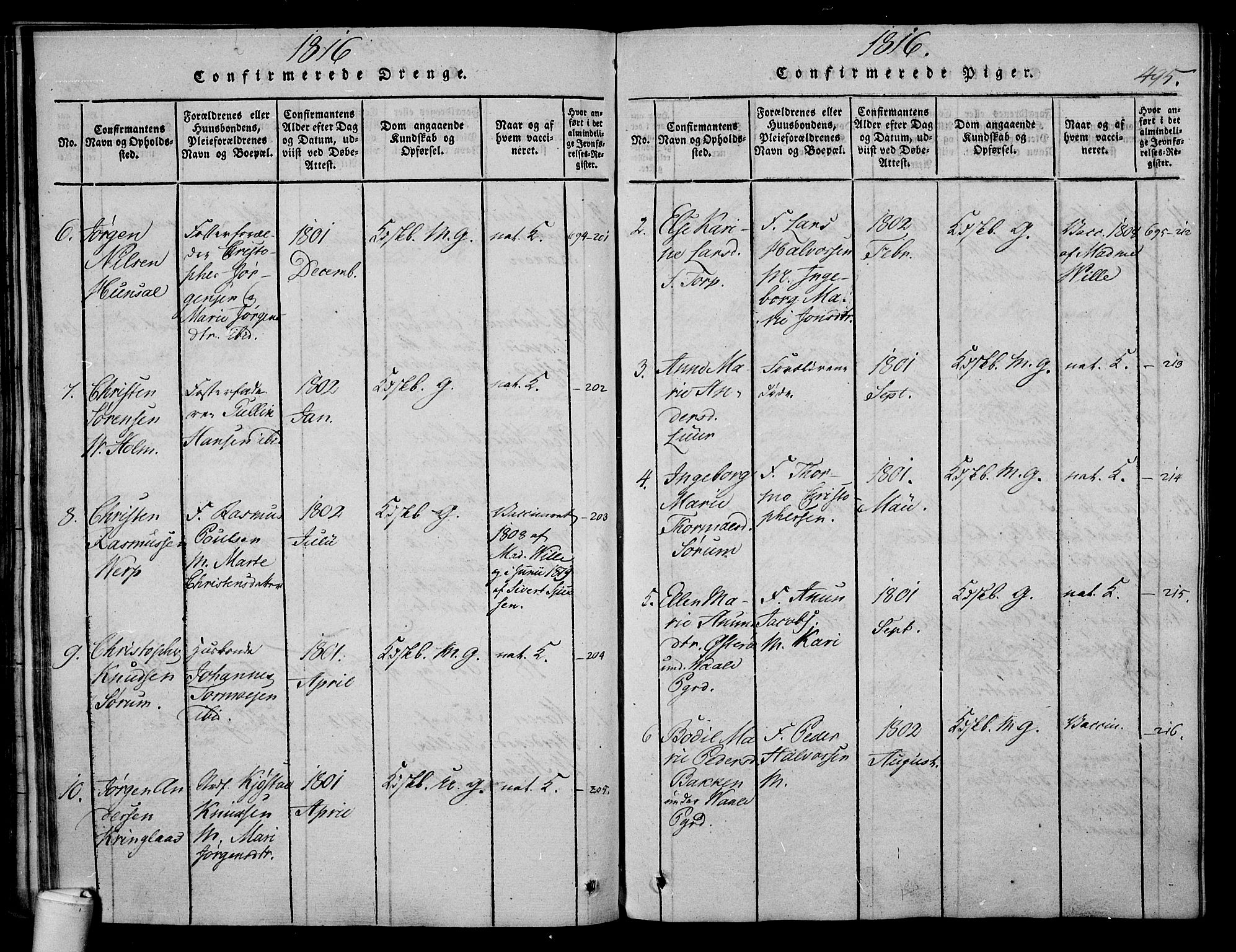 Våle kirkebøker, AV/SAKO-A-334/F/Fa/L0007: Ministerialbok nr. I 7, 1814-1824, s. 494-495