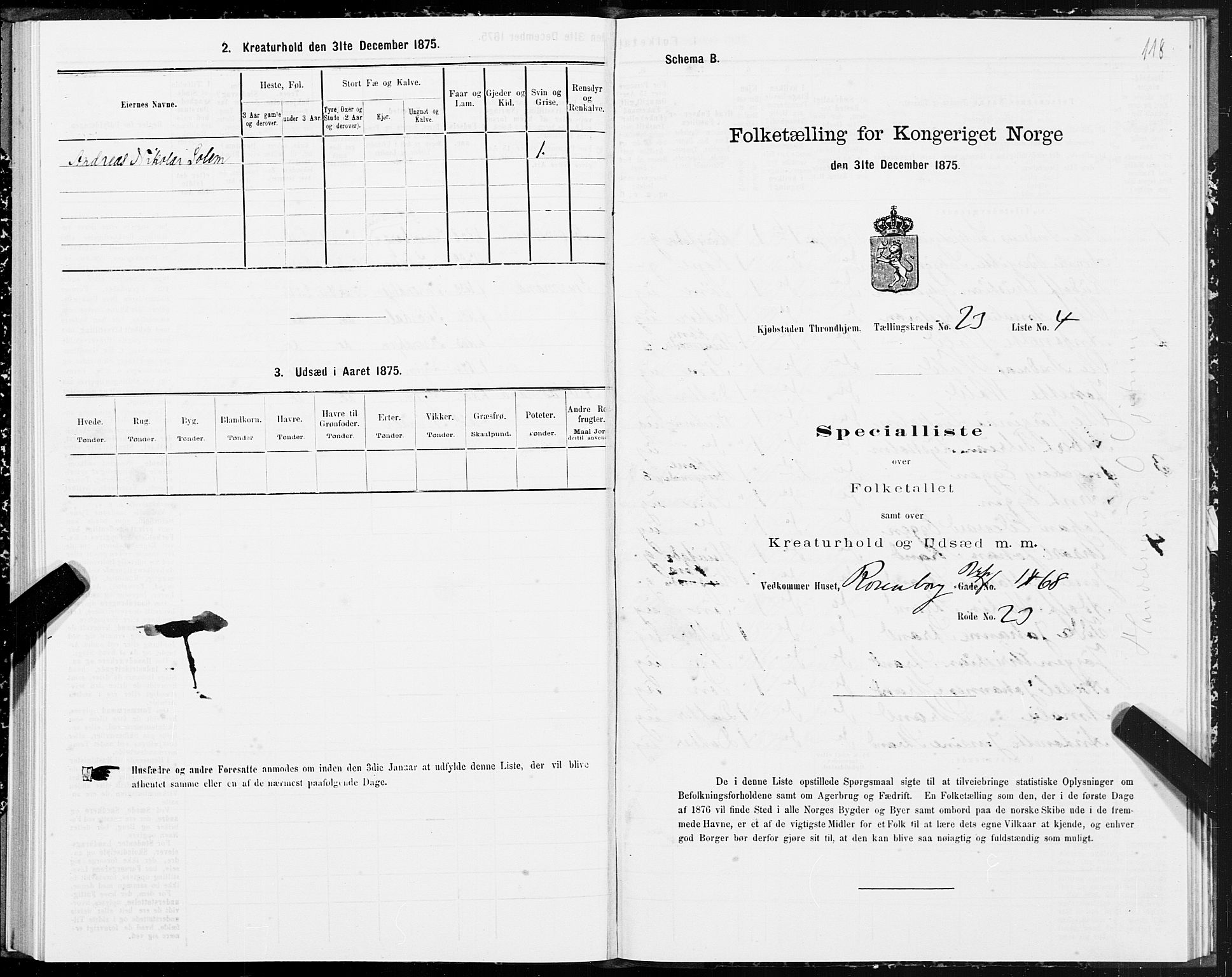 SAT, Folketelling 1875 for 1601 Trondheim kjøpstad, 1875, s. 12118