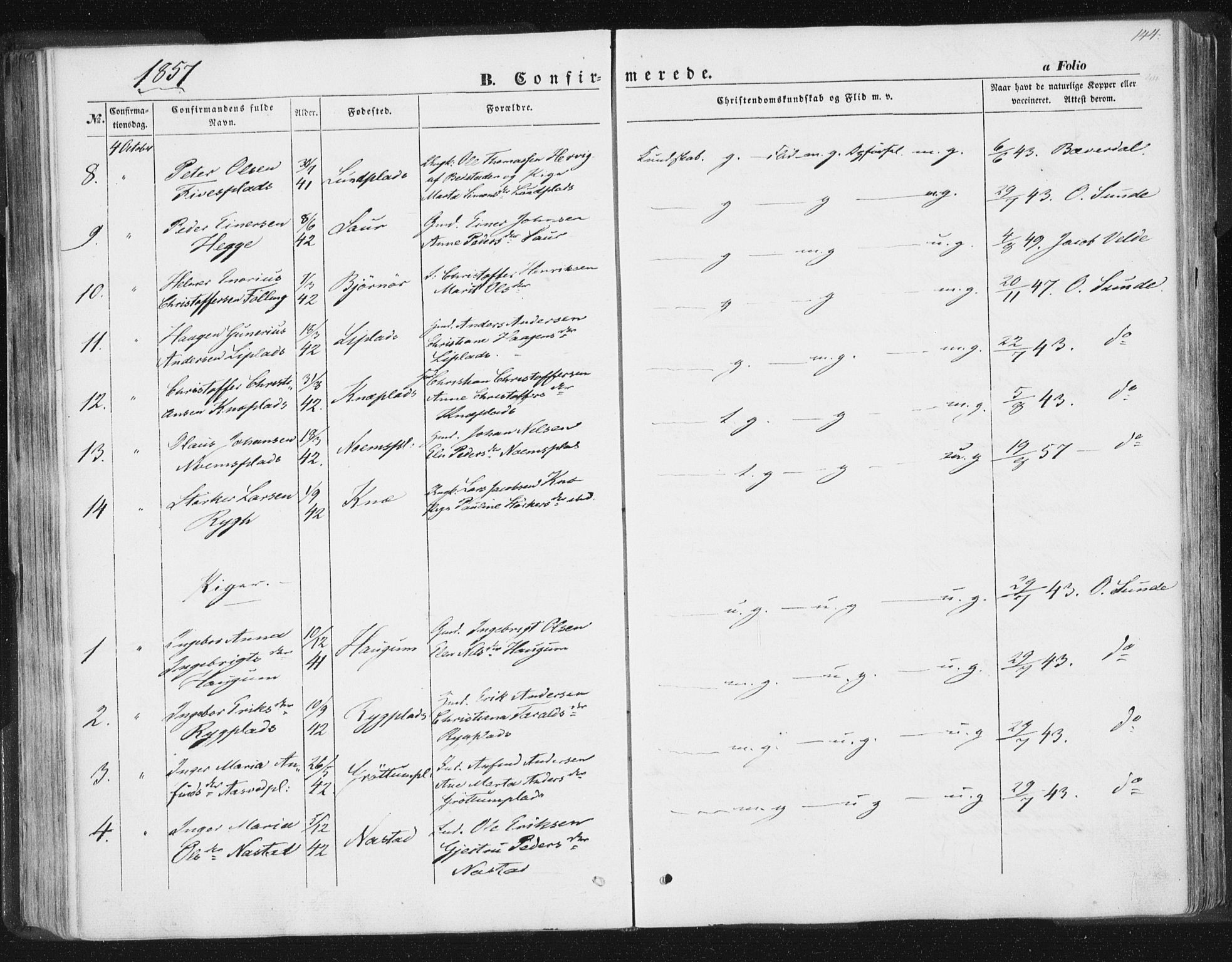 Ministerialprotokoller, klokkerbøker og fødselsregistre - Nord-Trøndelag, SAT/A-1458/746/L0446: Ministerialbok nr. 746A05, 1846-1859, s. 144