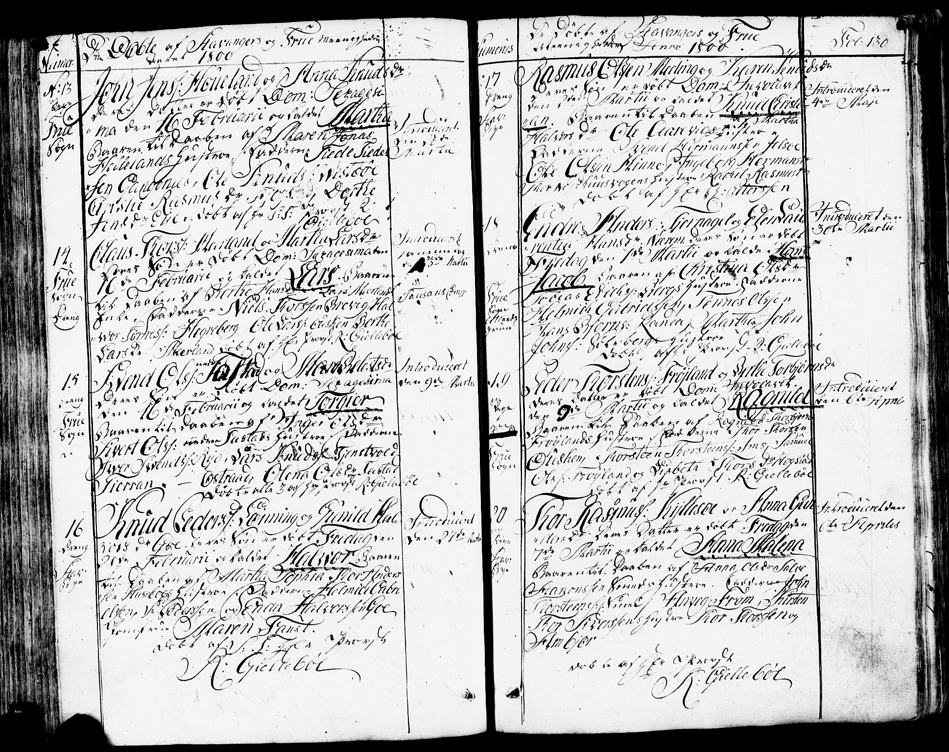 Domkirken sokneprestkontor, AV/SAST-A-101812/001/30/30BB/L0007: Klokkerbok nr. B 7, 1791-1813, s. 130