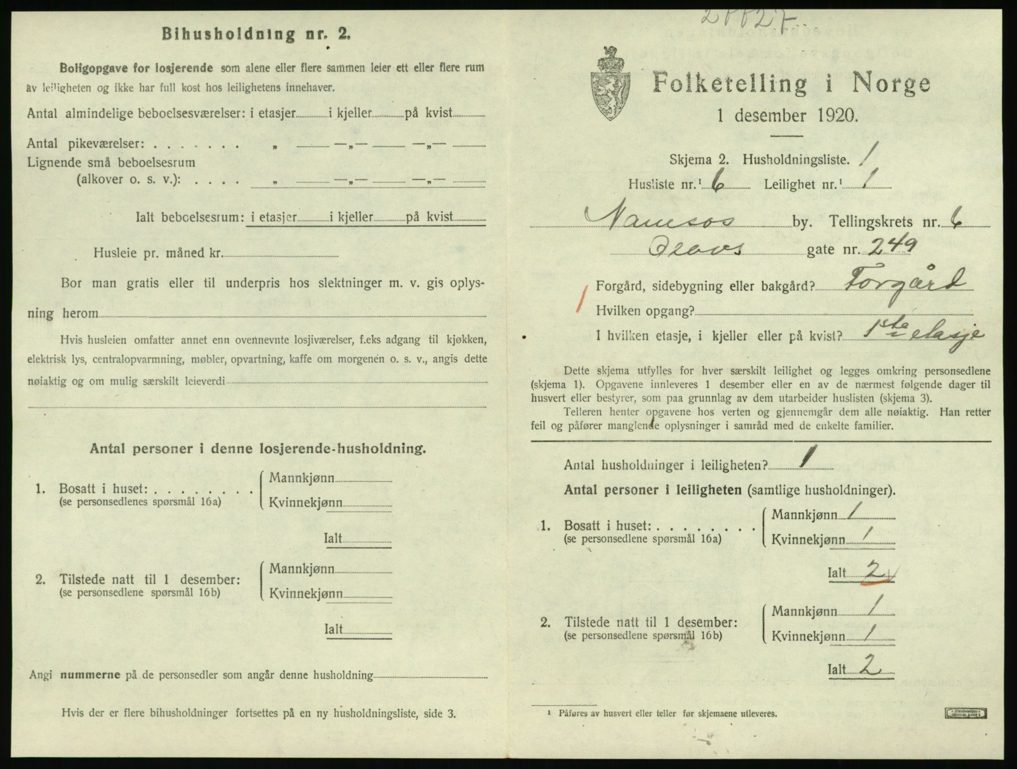 SAT, Folketelling 1920 for 1703 Namsos ladested, 1920, s. 1785
