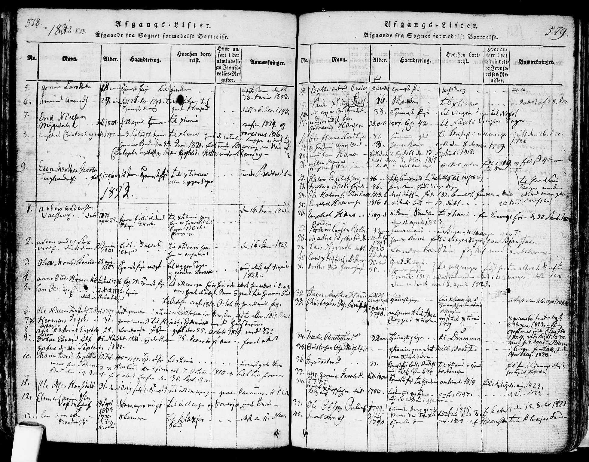 Nes prestekontor Kirkebøker, AV/SAO-A-10410/F/Fa/L0005: Ministerialbok nr. I 5, 1815-1835, s. 578-579