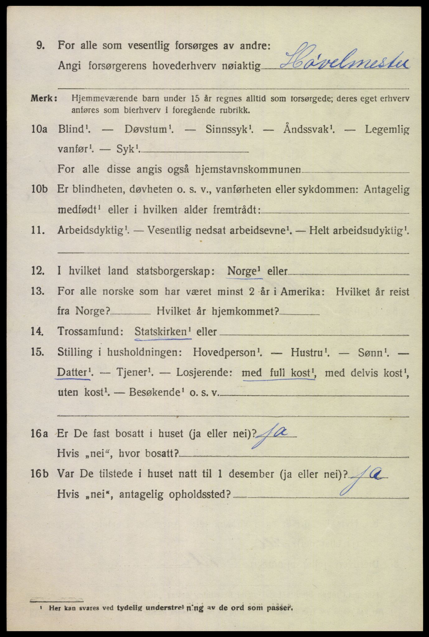 SAK, Folketelling 1920 for 1012 Oddernes herred, 1920, s. 9630