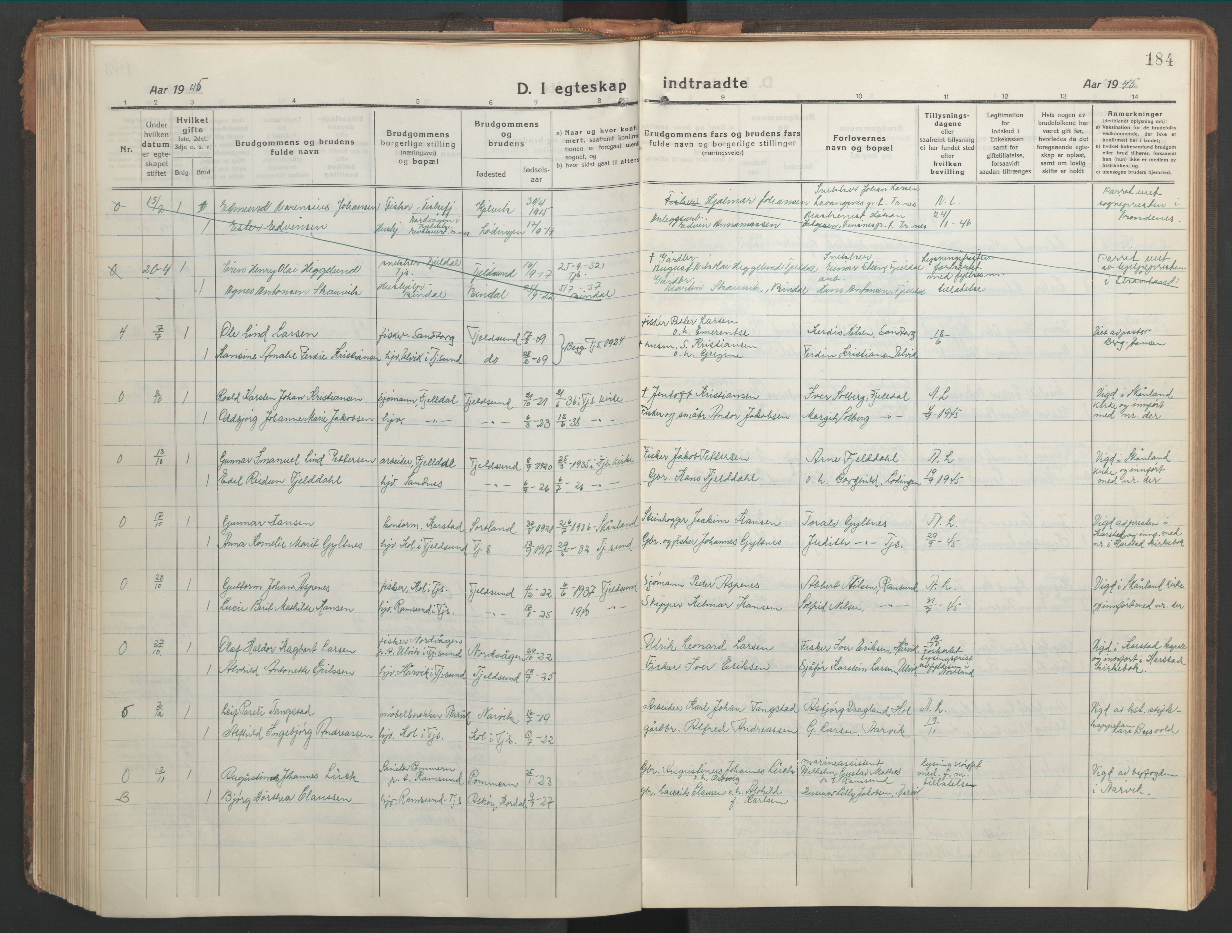 Ministerialprotokoller, klokkerbøker og fødselsregistre - Nordland, AV/SAT-A-1459/865/L0933: Klokkerbok nr. 865C05, 1917-1947, s. 184