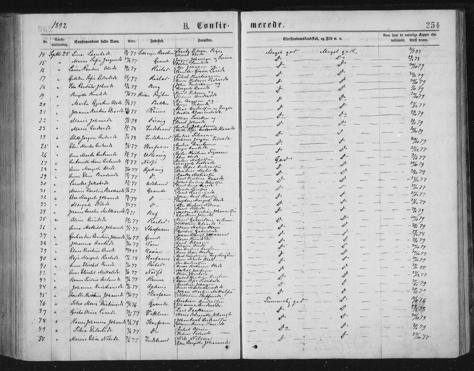 Ministerialprotokoller, klokkerbøker og fødselsregistre - Sør-Trøndelag, AV/SAT-A-1456/659/L0745: Klokkerbok nr. 659C02, 1869-1892, s. 254