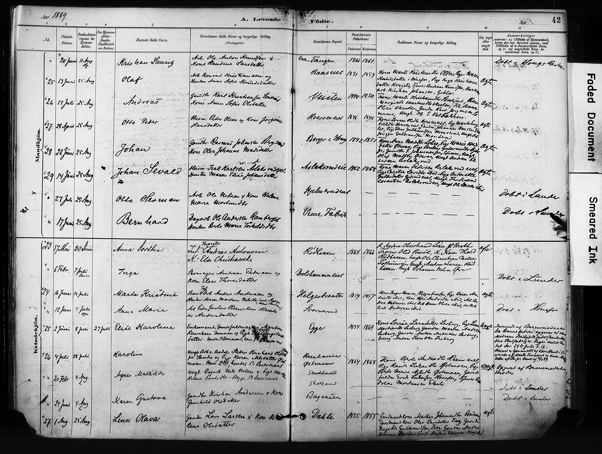 Norderhov kirkebøker, AV/SAKO-A-237/F/Fa/L0016: Ministerialbok nr. 16, 1885-1902, s. 42