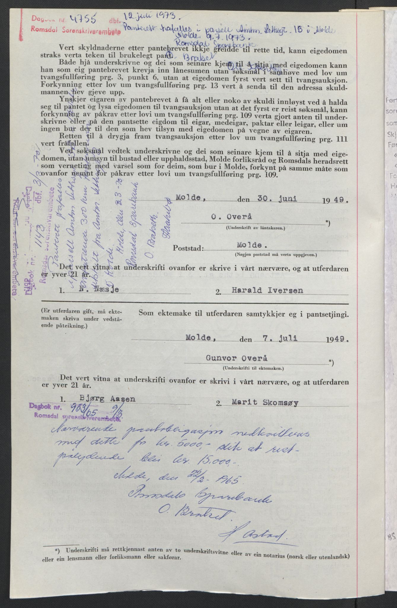 Romsdal sorenskriveri, SAT/A-4149/1/2/2C: Pantebok nr. B4, 1948-1949, Dagboknr: 4755/1973